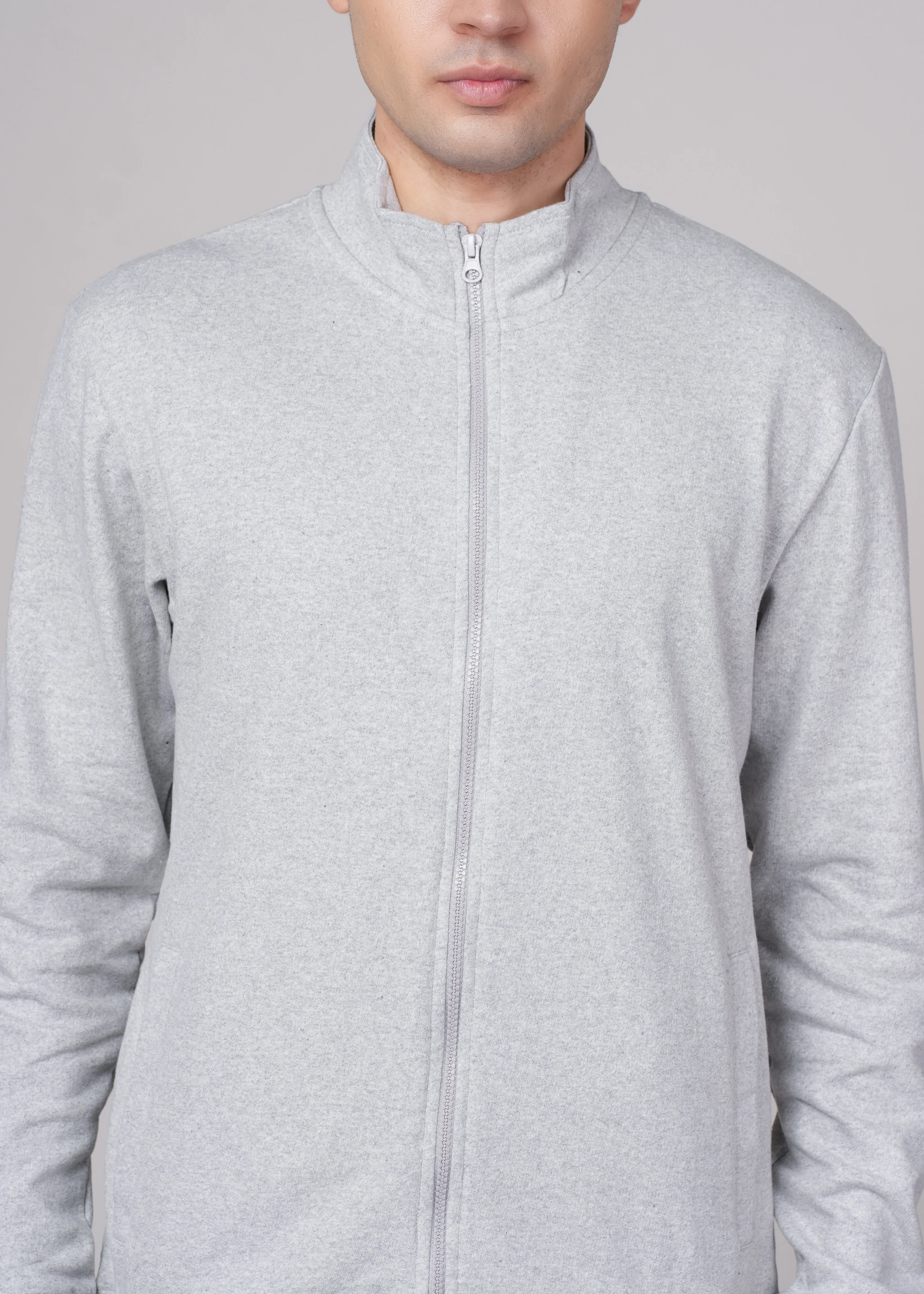 Men Grey Cotton Jacket - Image 4