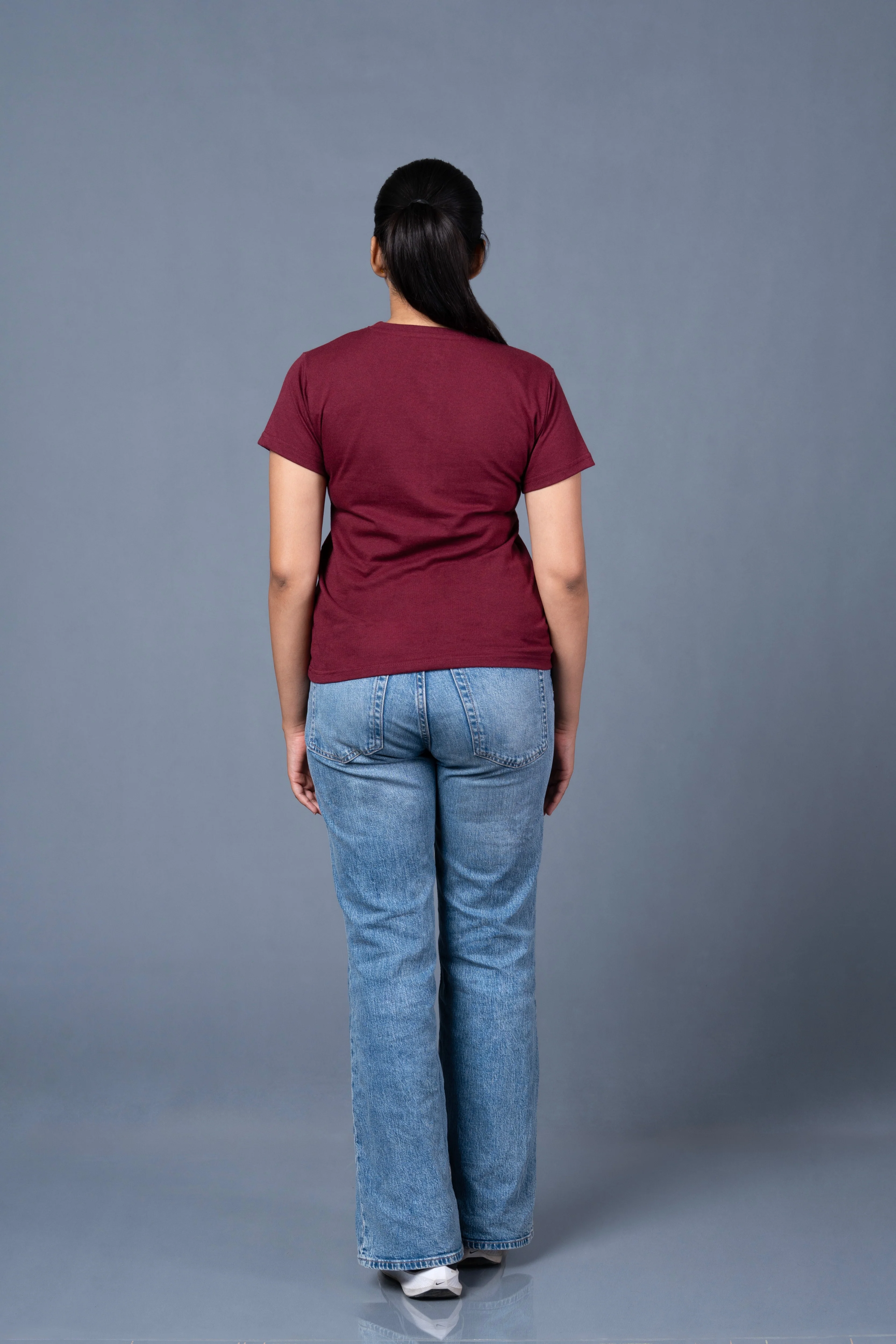Women Maroon Printed Cotton Regular T-Shirt - Image 8