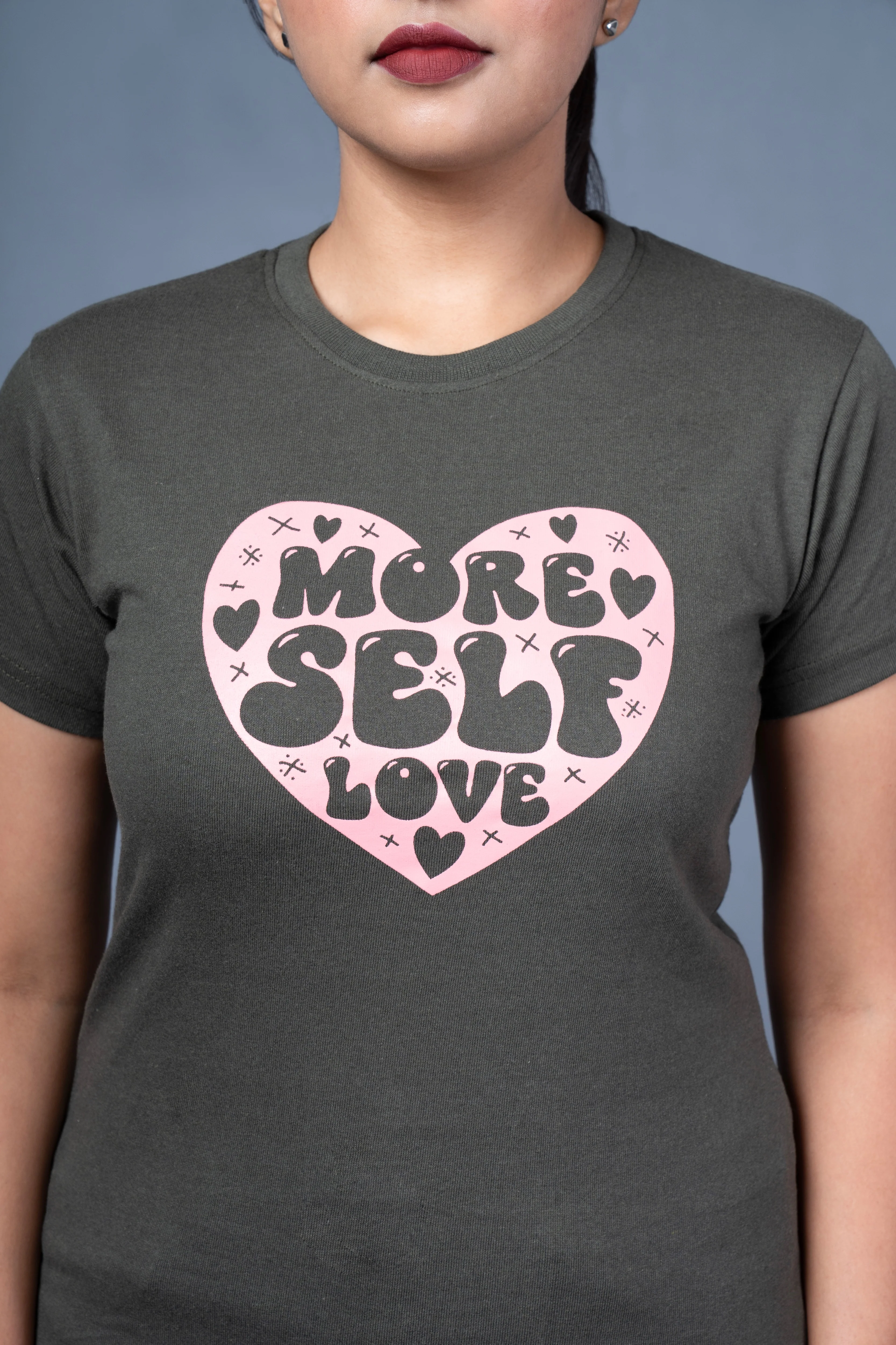 Women Olive Printed Cotton Regular T-Shirt - Image 5