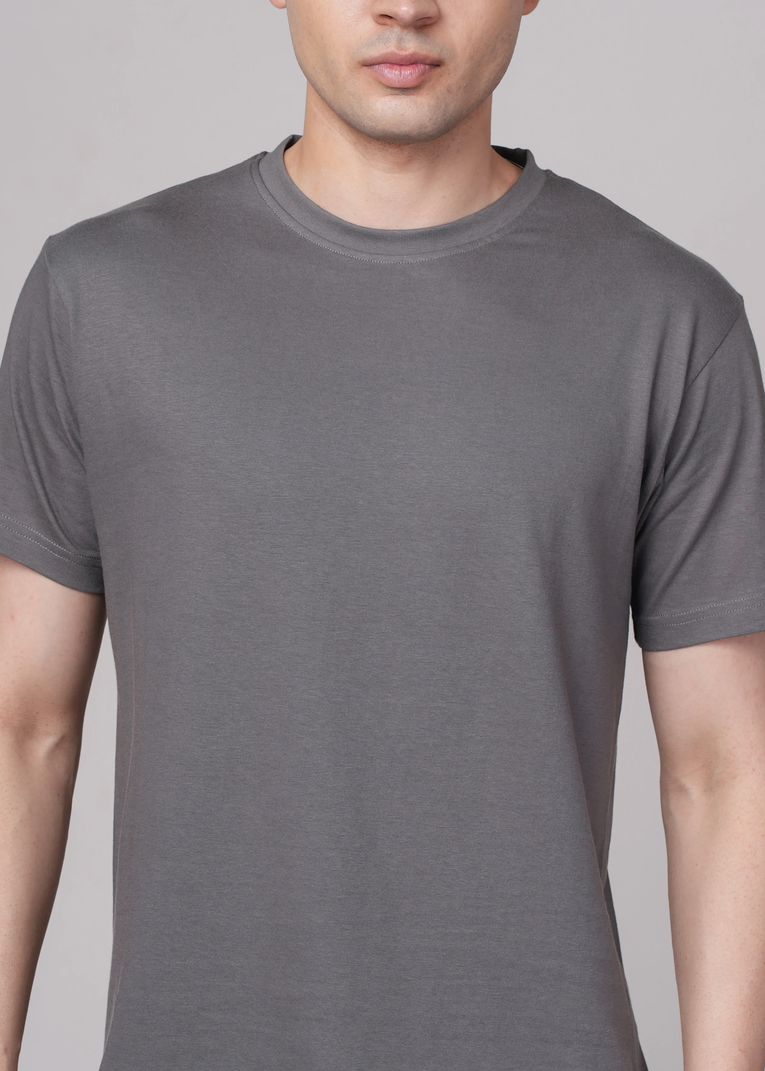 Men Grey Cotton Regular T-Shirt - Image 4