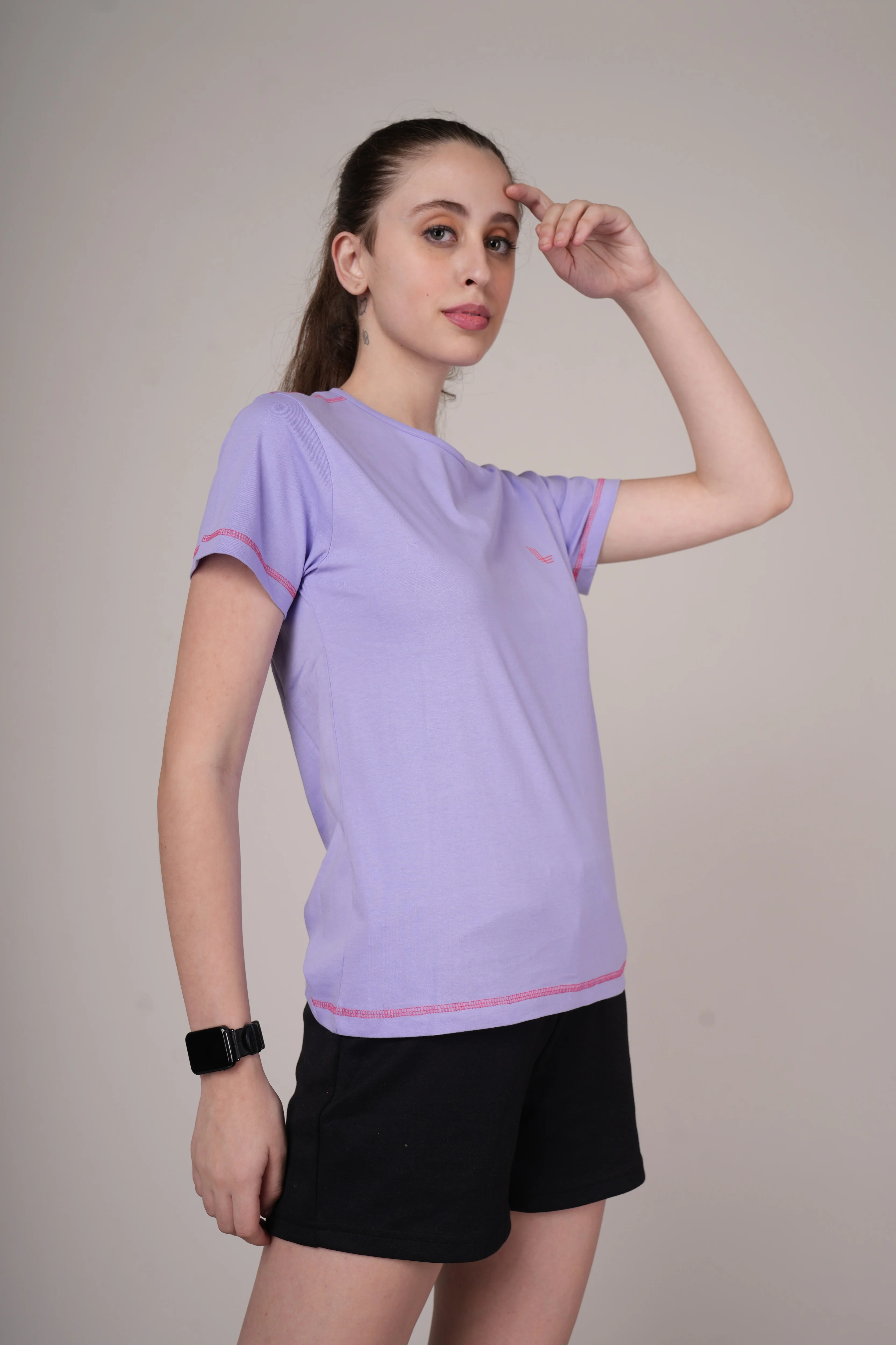 Women Lavender Cotton Regular T-Shirt - Image 11