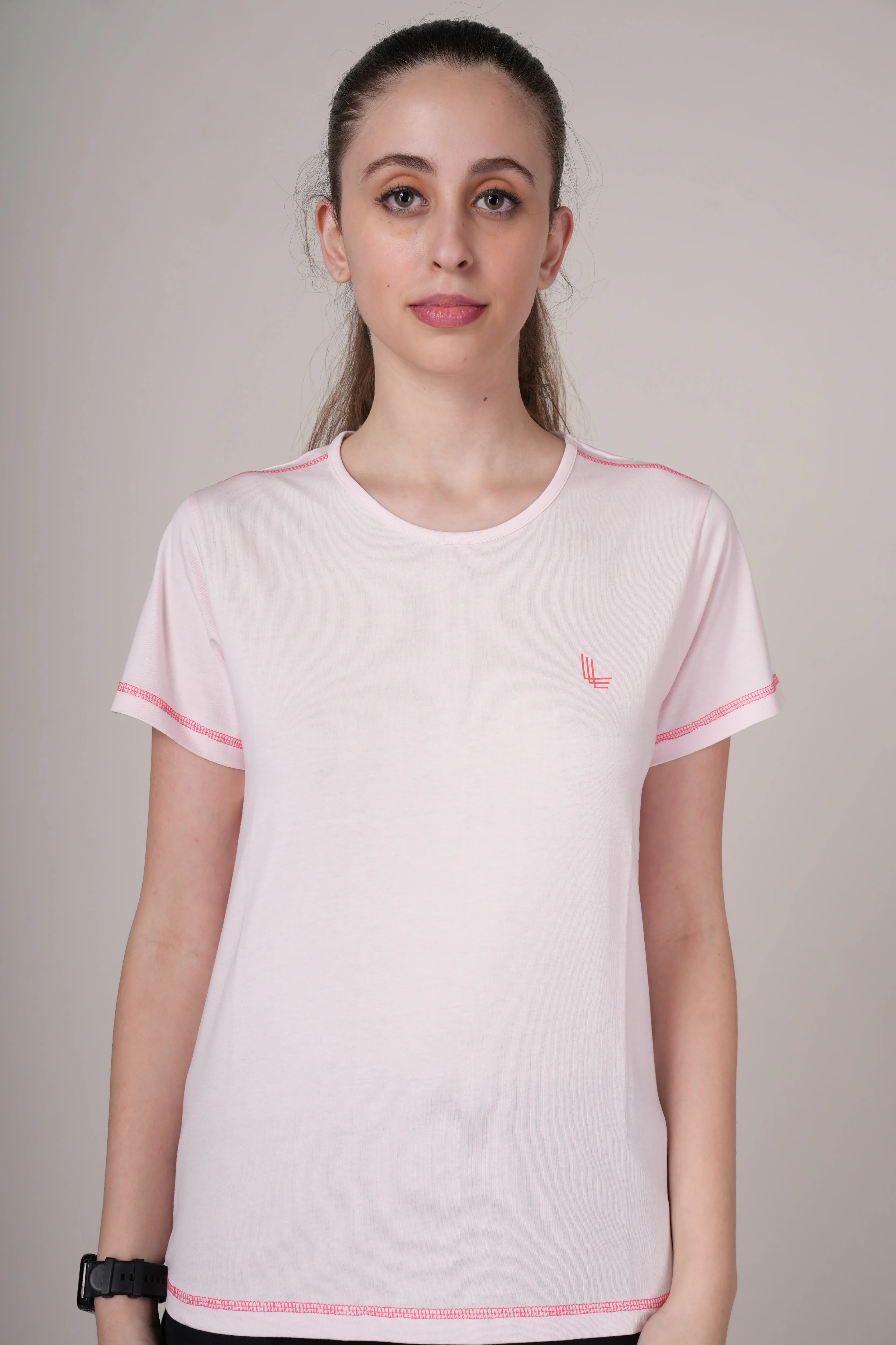 Women Pink Cotton Regular T-Shirt - Image 3