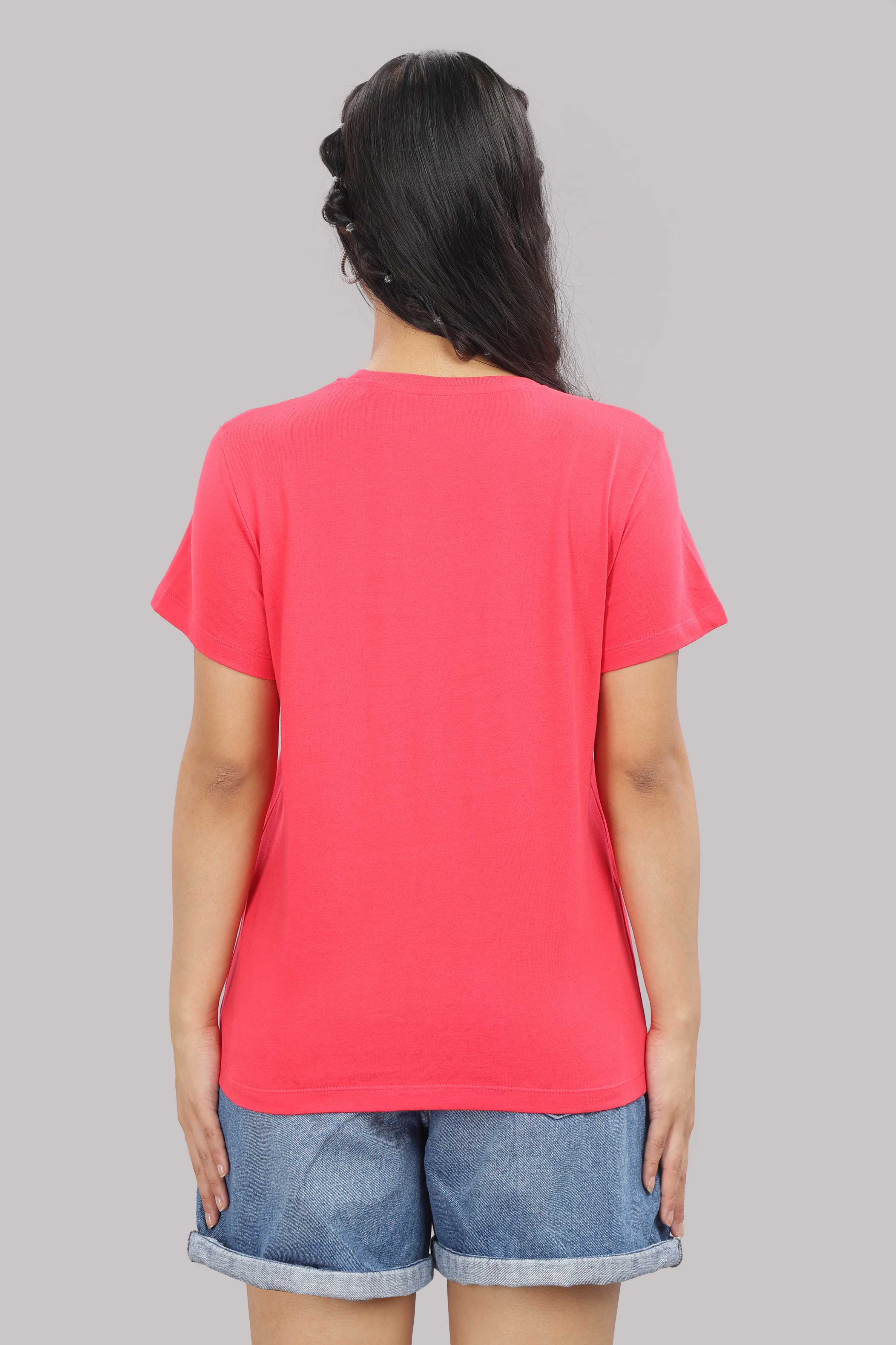 Women Coral Cotton Regular T-Shirt - Image 3