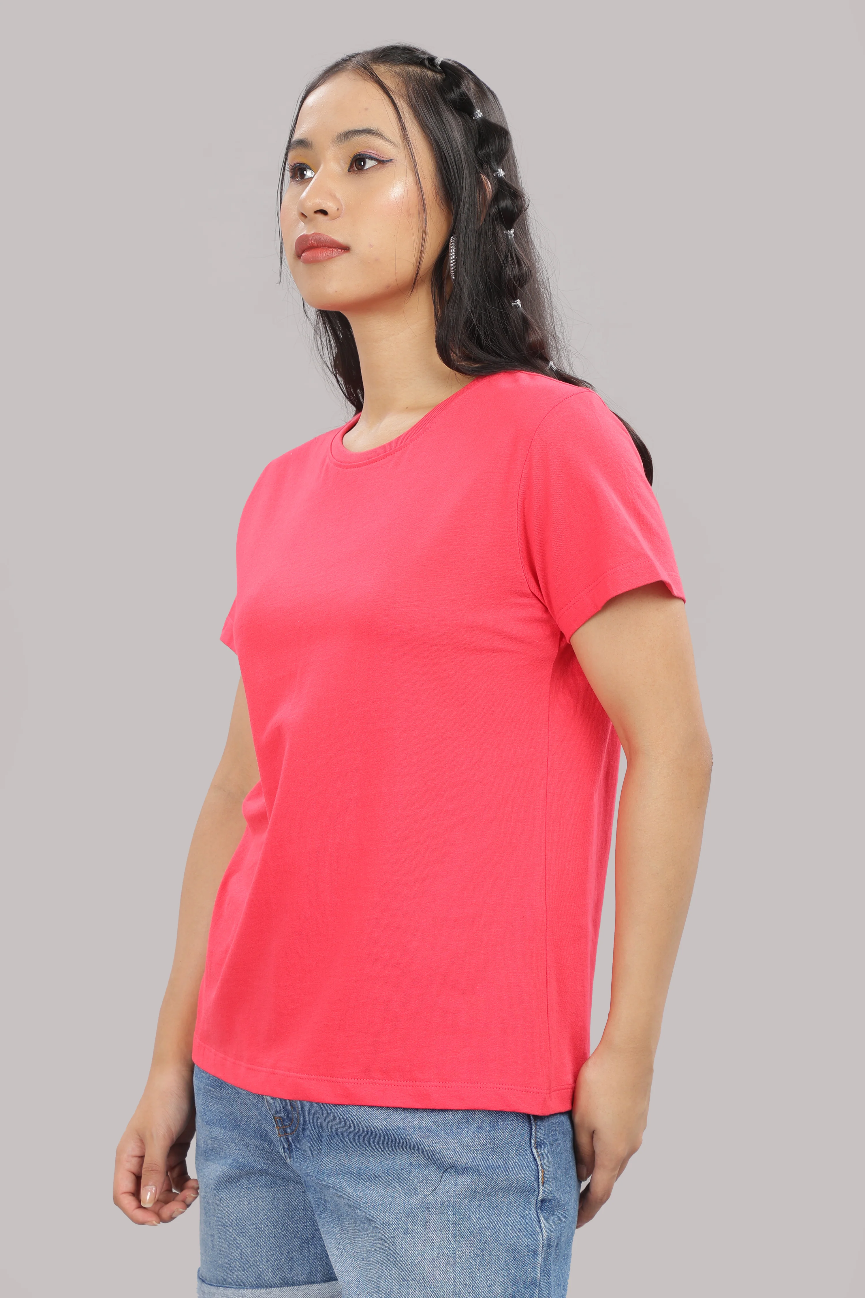 Women Coral Cotton Regular T-Shirt - Image 4