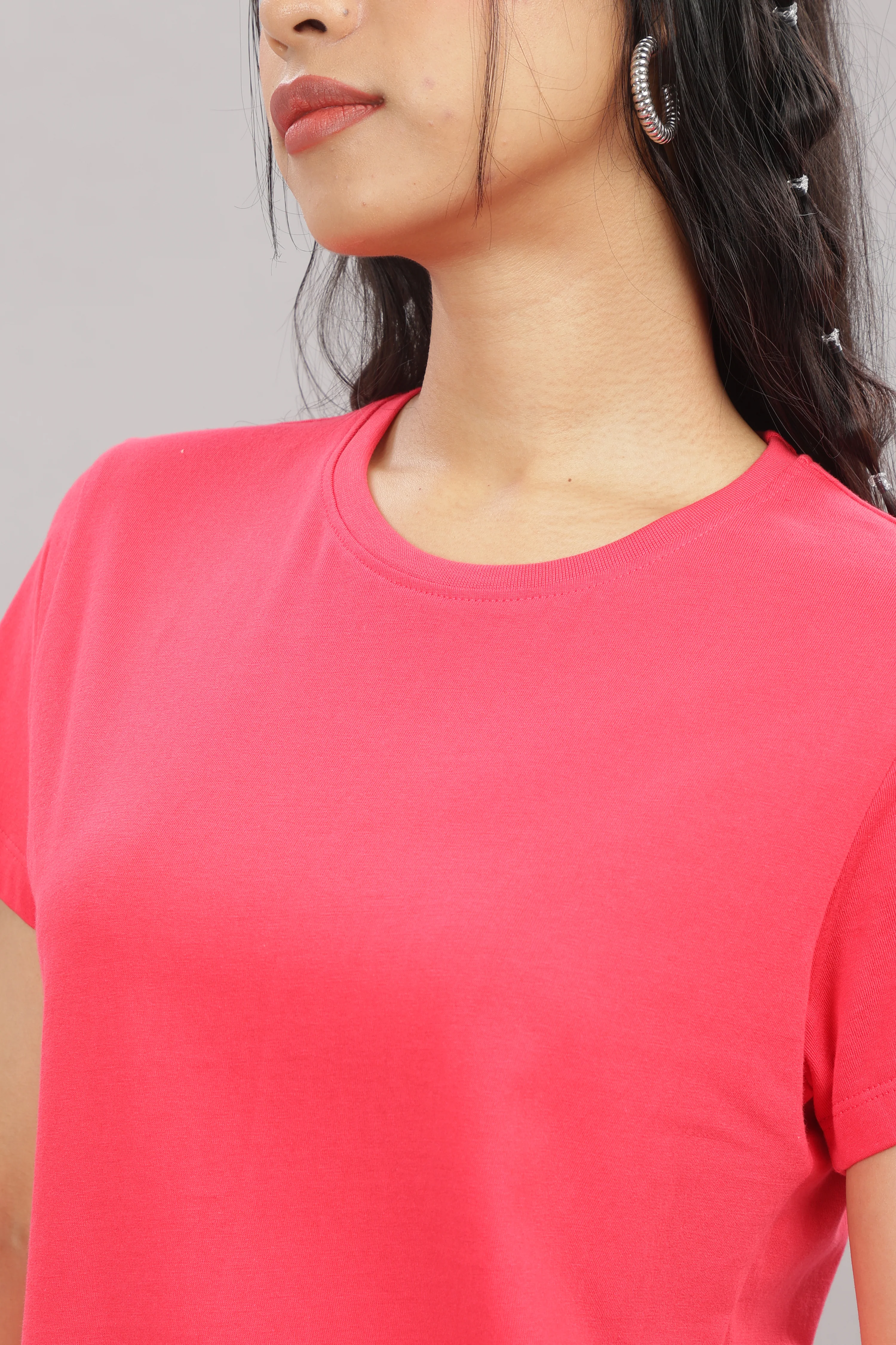 Women Coral Cotton Regular T-Shirt - Image 6