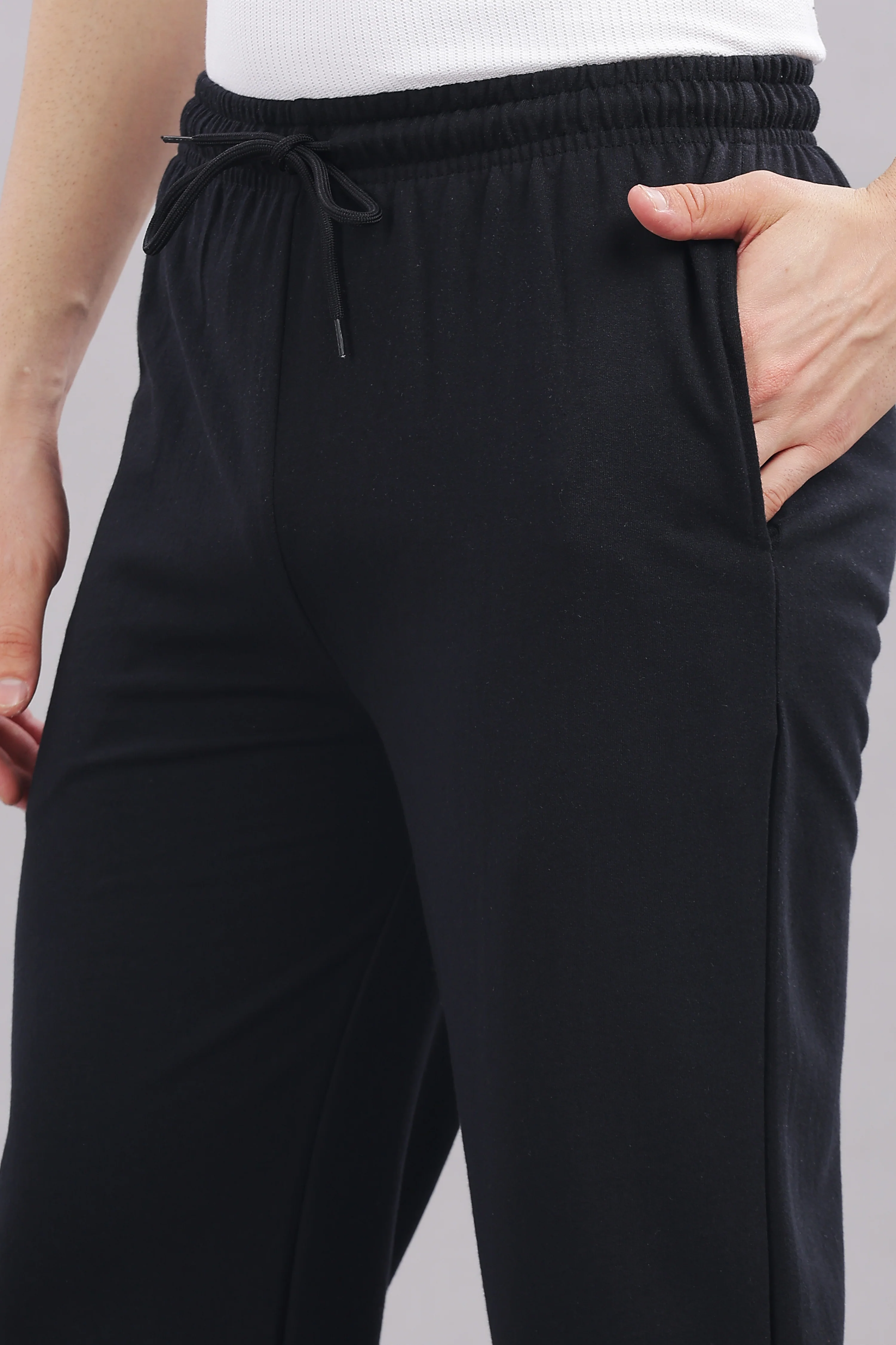 Men Black Cotton Regular Track Pant - Image 3
