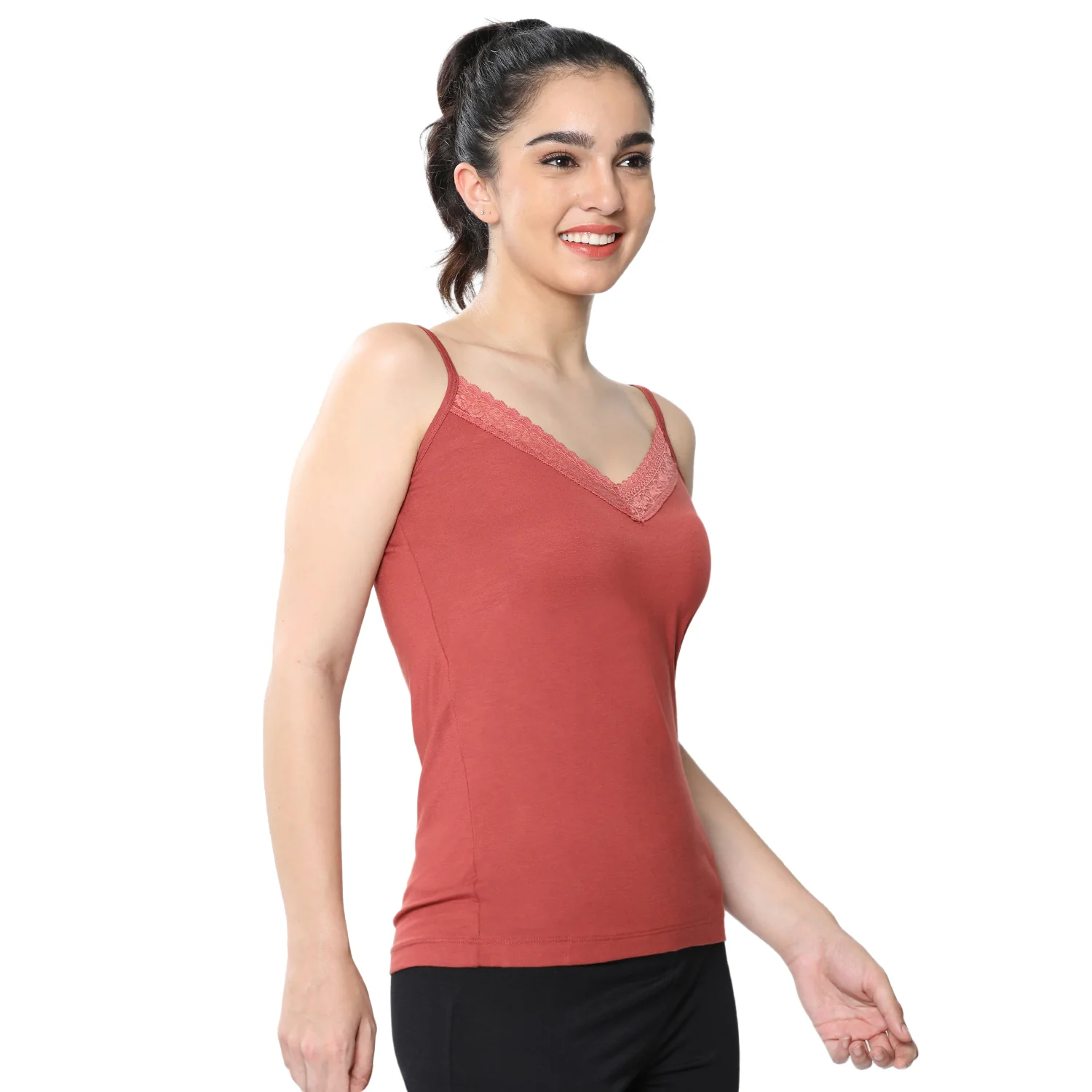 Regular Fit V-Neck Short Length Lace Camisole - Image 5