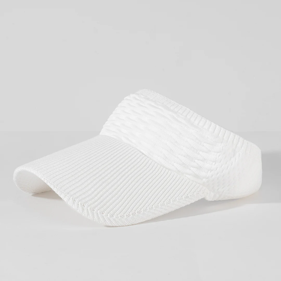 White Ribbed Sun Visor Cap - Image 7