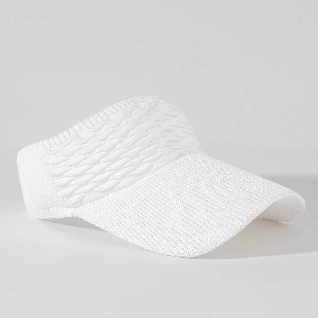 White Ribbed Sun Visor Cap - Image 8
