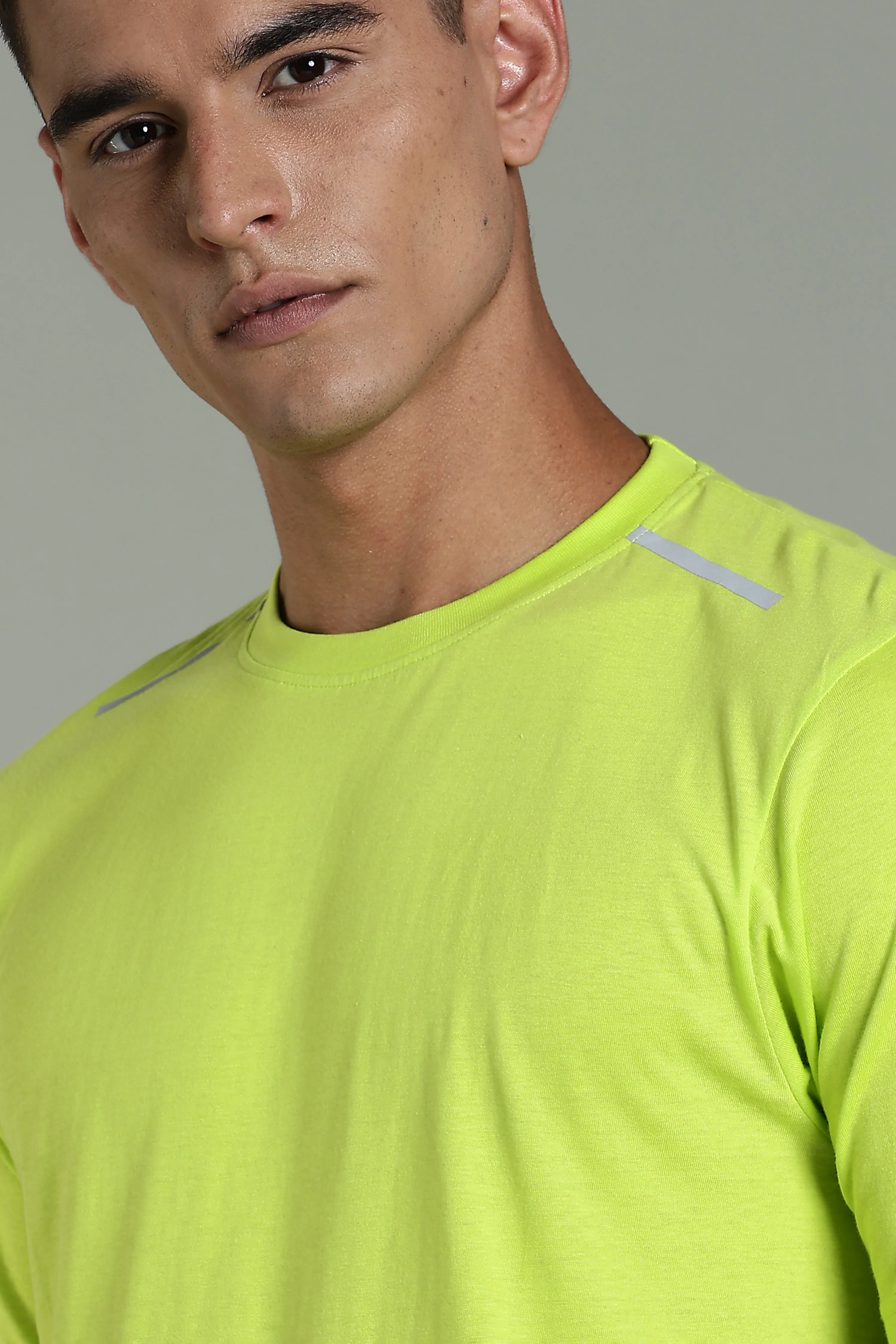 Men Fluorescent Green Cotton Regular T-Shirt - Image 6