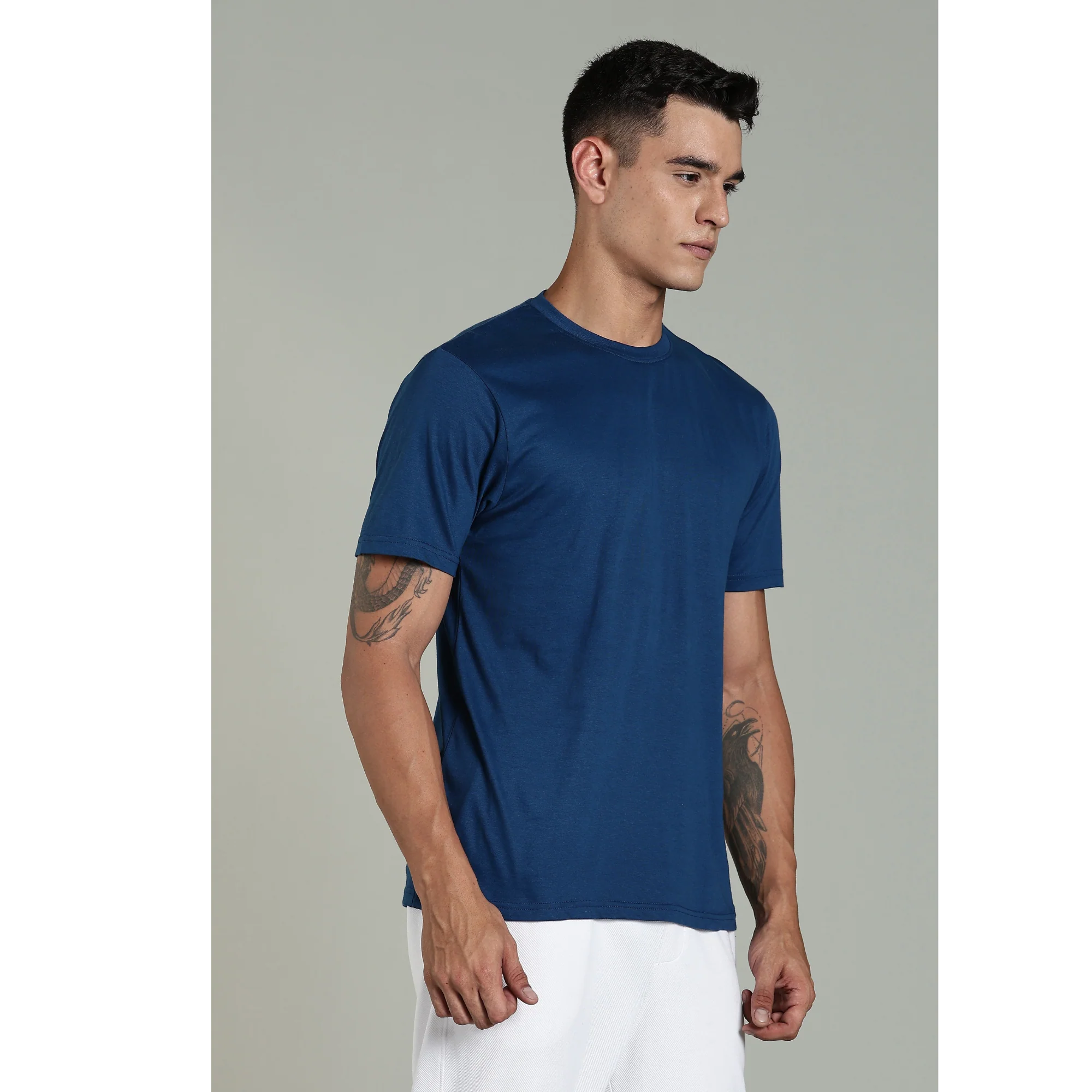 Men Blue Cotton Regular T-Shirt - Image 5