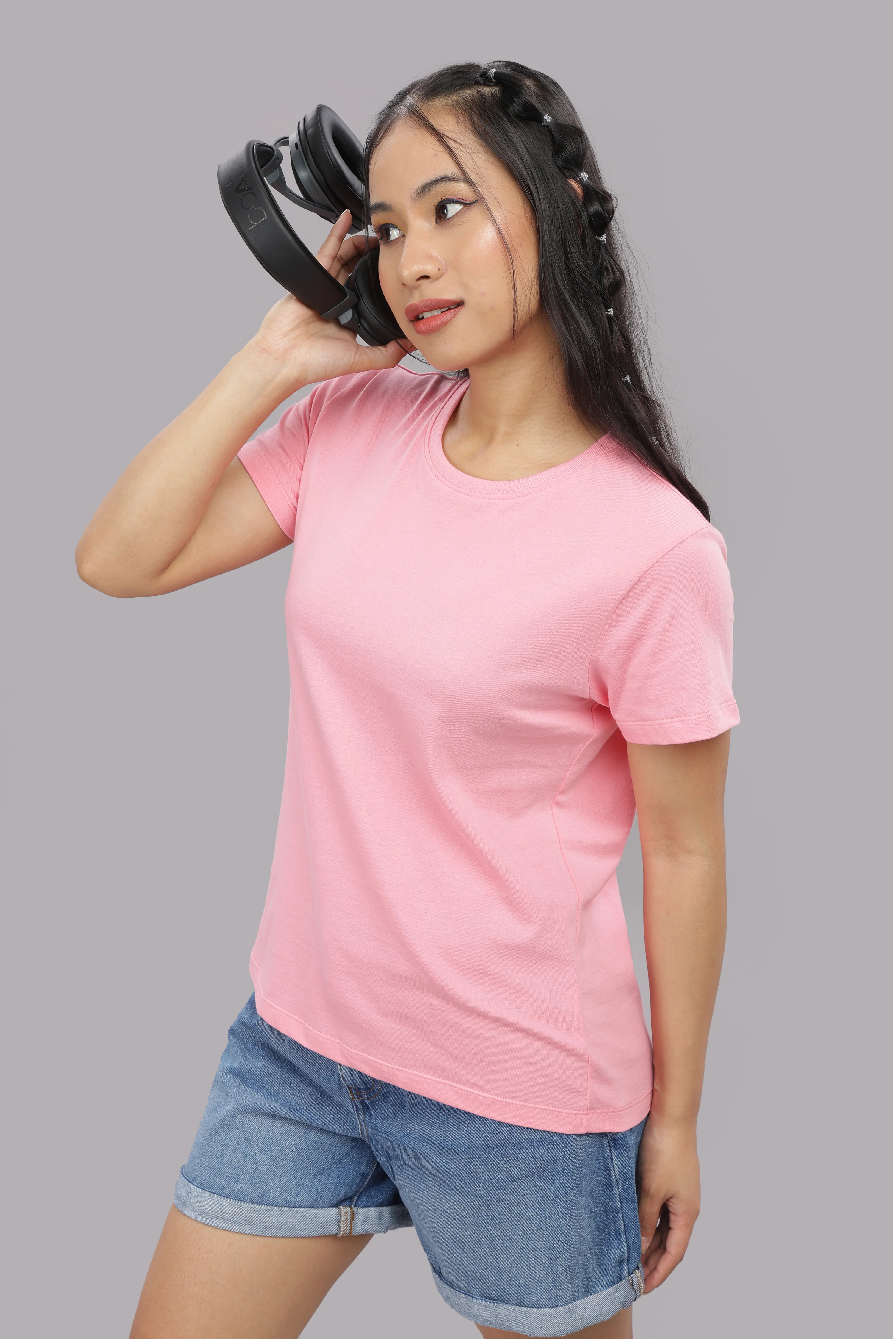 Women Pink Cotton Regular T-Shirt - Image 10