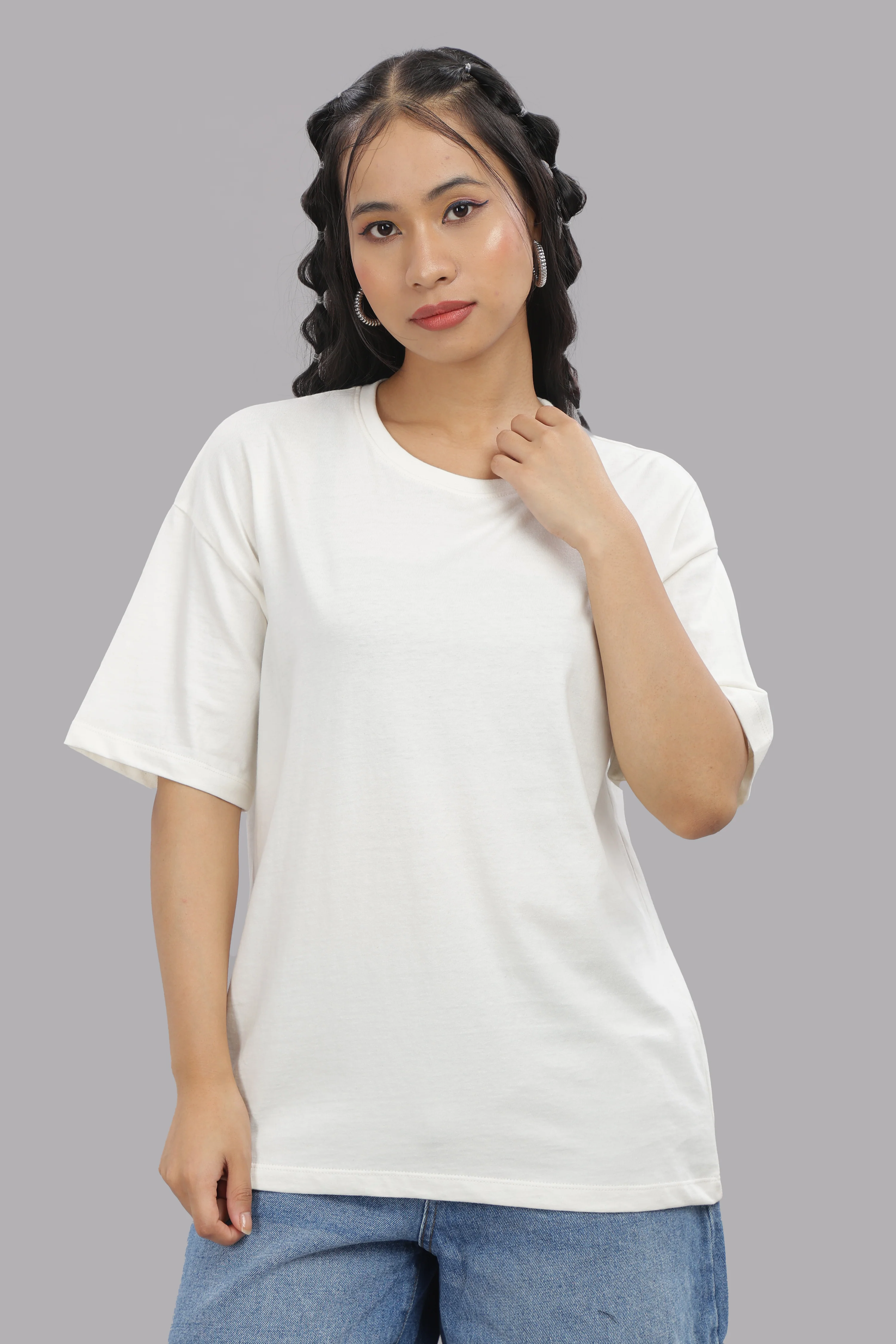 Women White Cotton Regular T-Shirt - Image 4