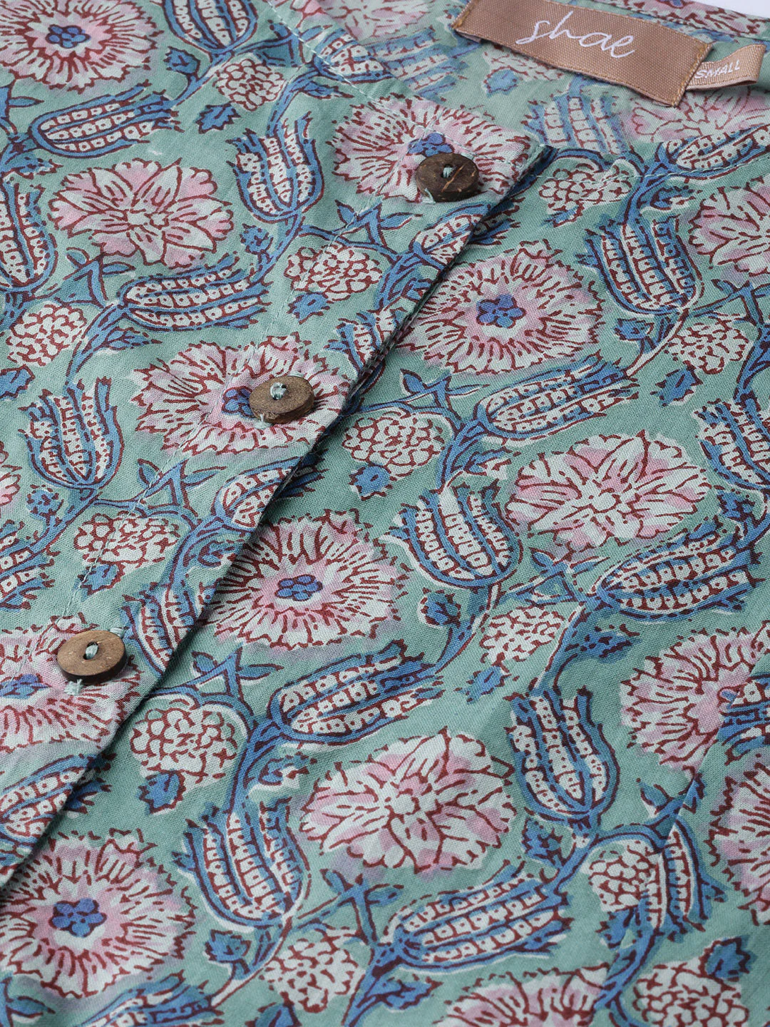 Sea Green Floral Front Open Anarkali Kurta - Image 10