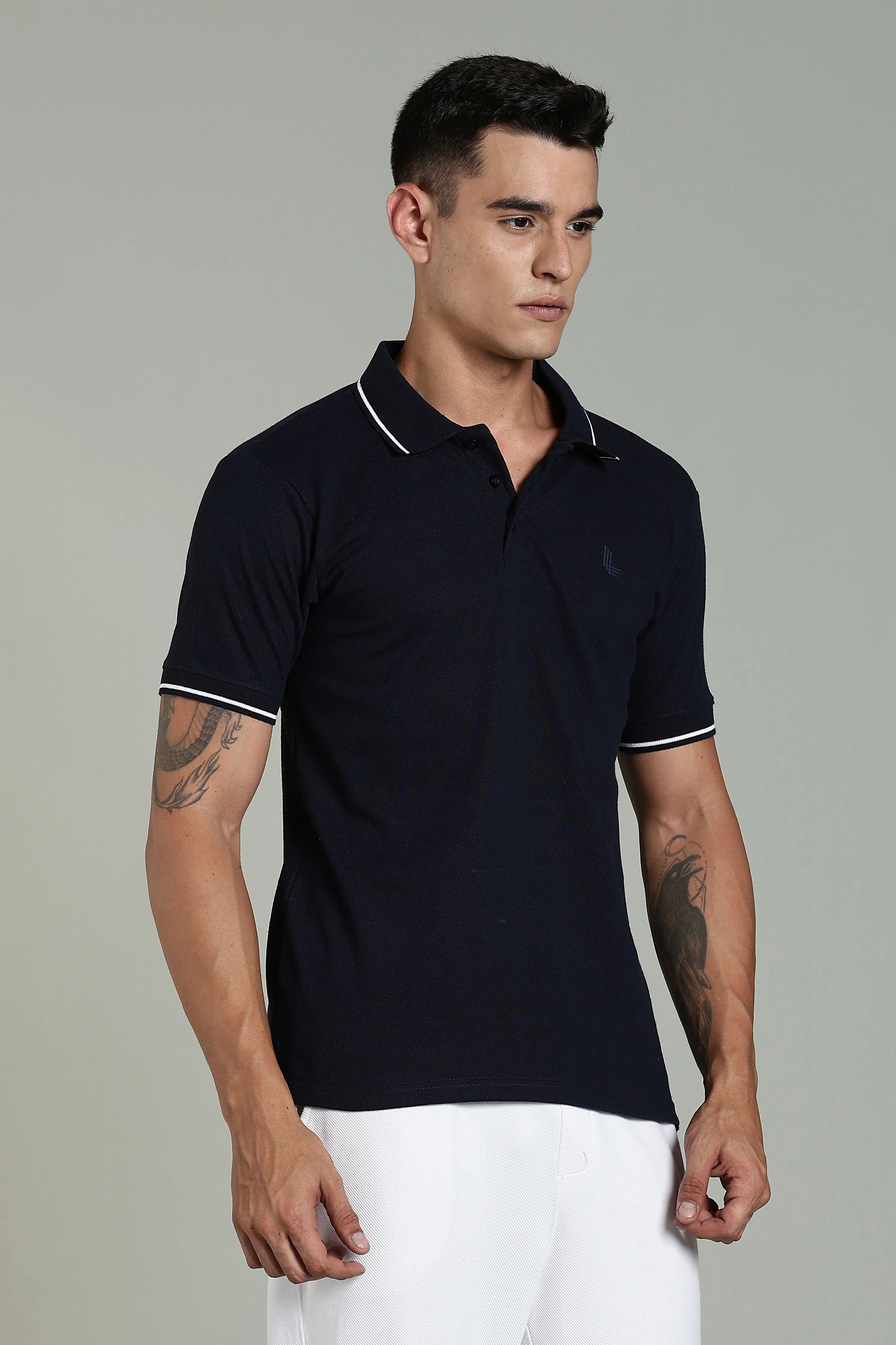 Men Navy Blue Cotton Regular T-Shirt - Image 4