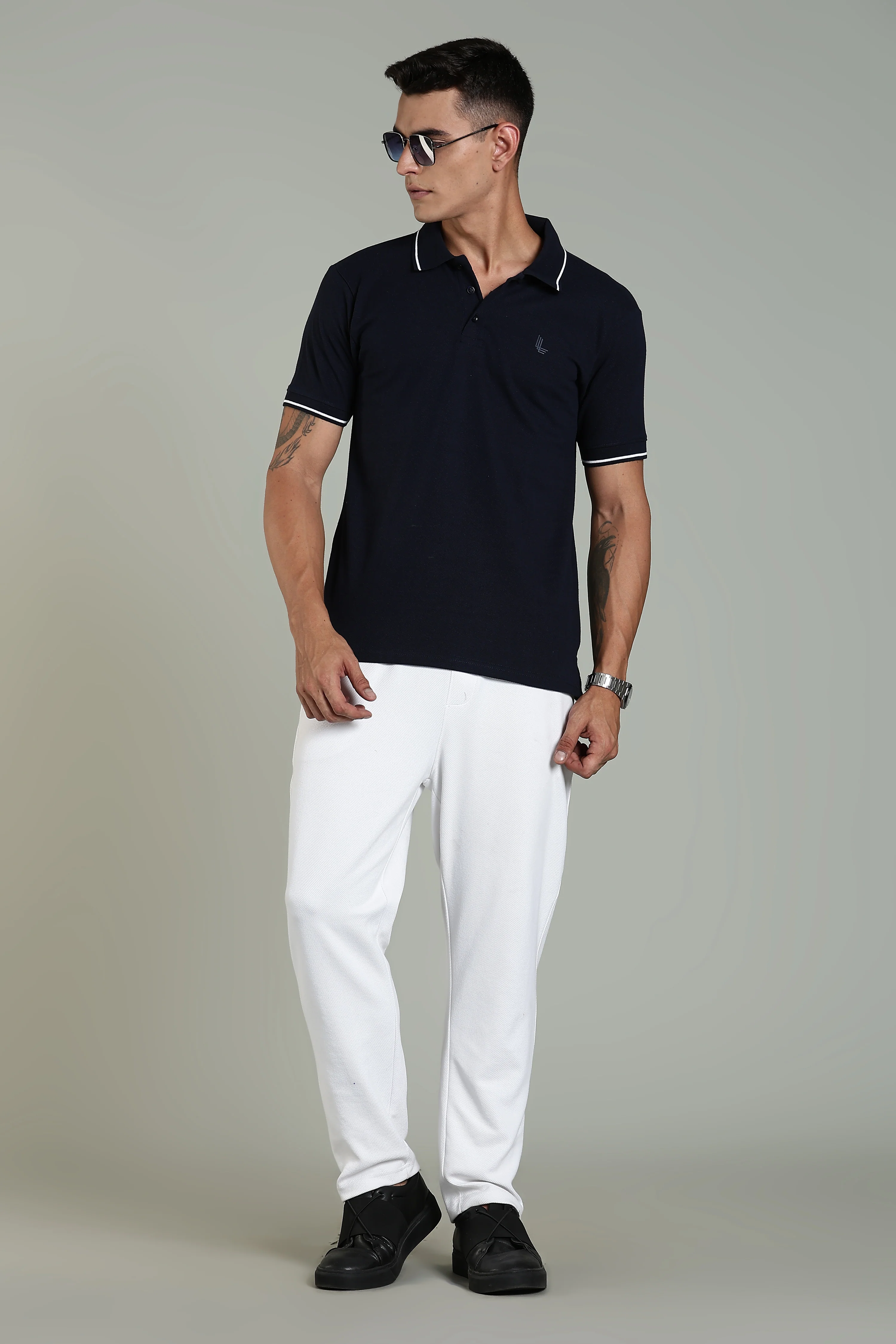Men Navy Blue Cotton Regular T-Shirt - Image 8