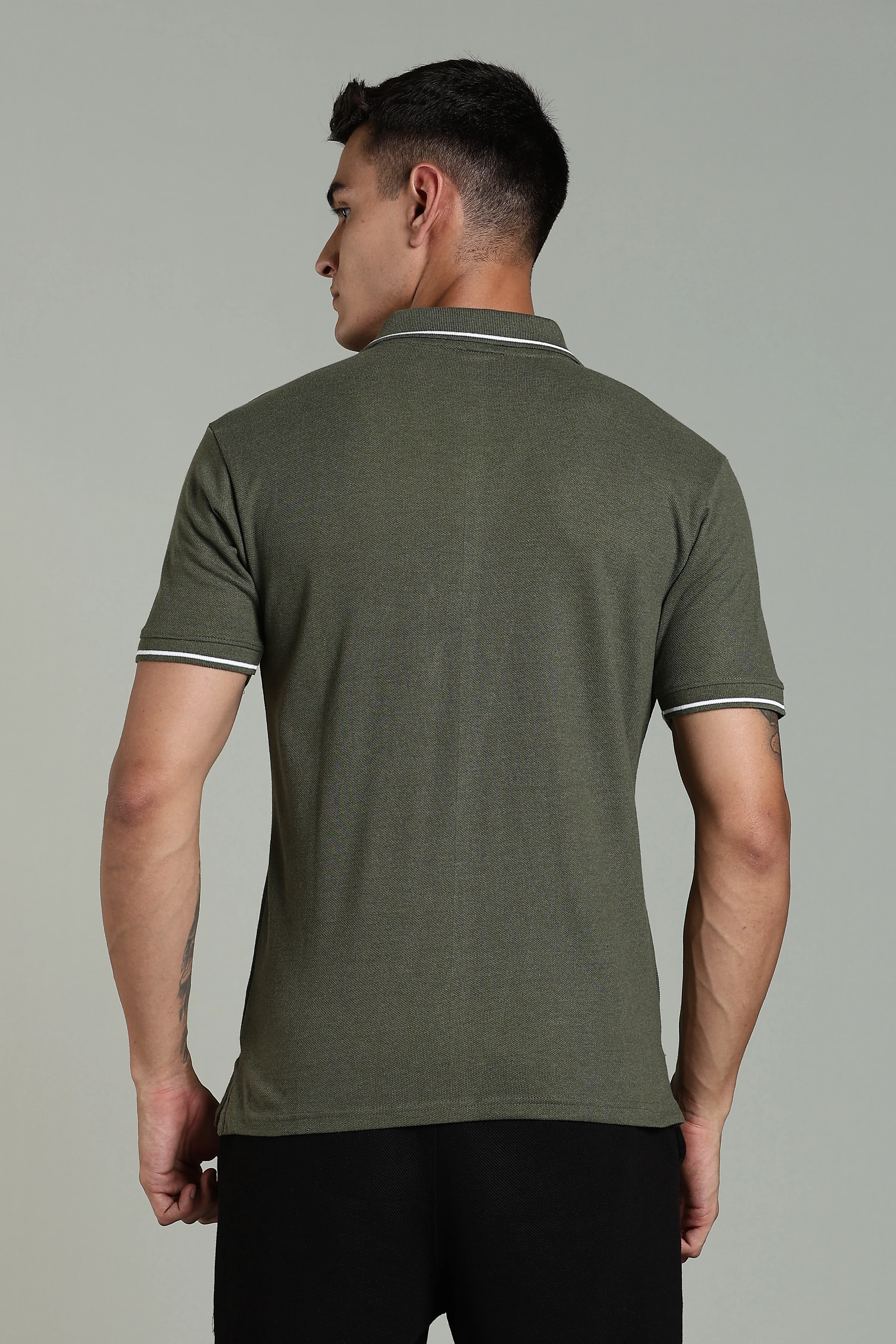 Men Olive Cotton Regular T-Shirt - Image 2