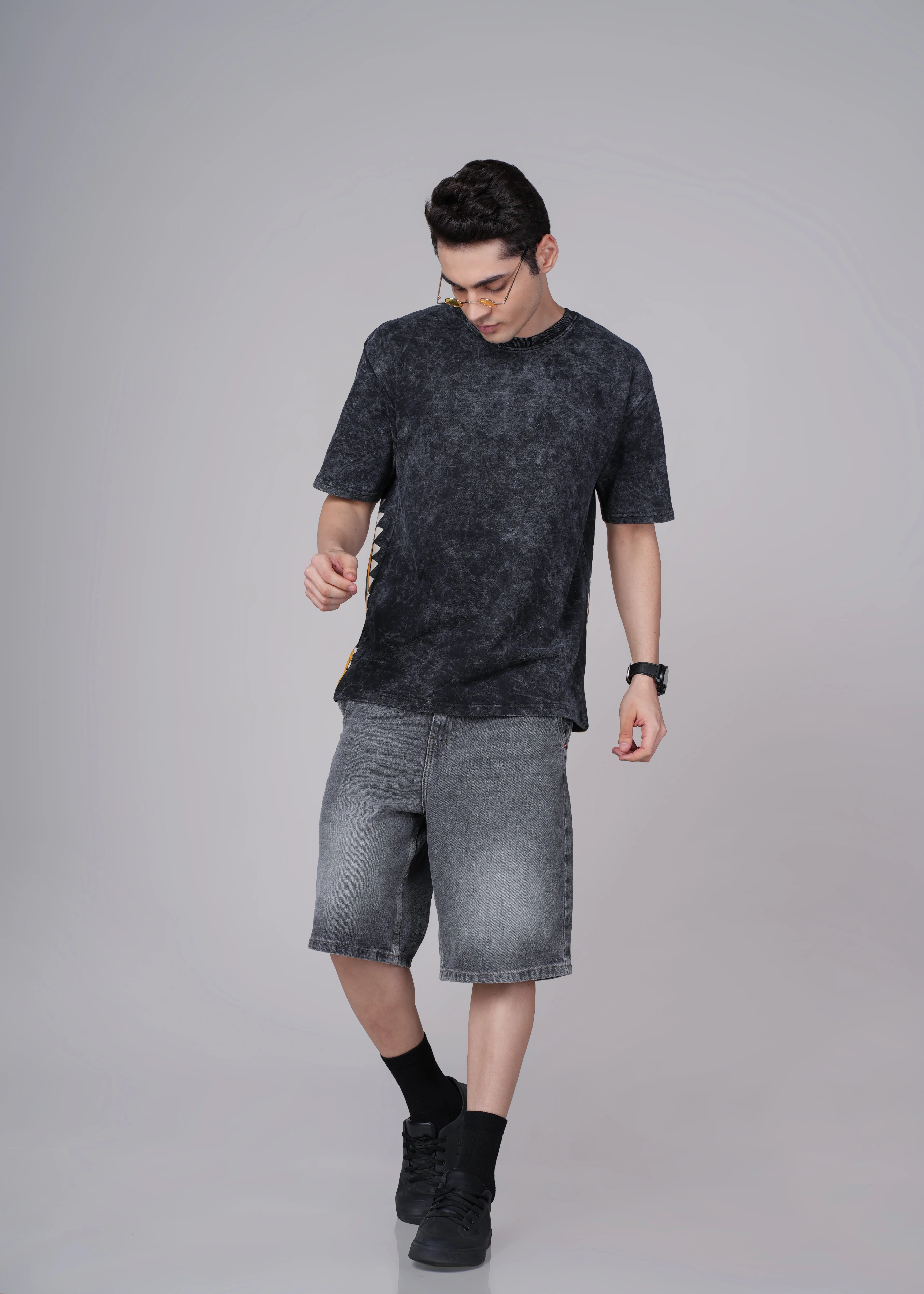 Men Black Cotton Oversized T-Shirt - Image 3