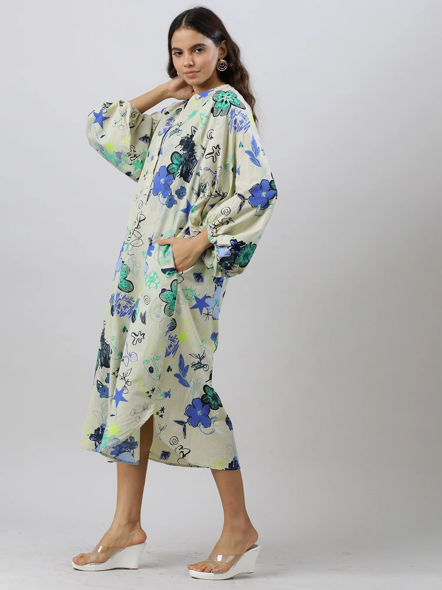 Women Trendy Floral Cotton Dress - Image 5