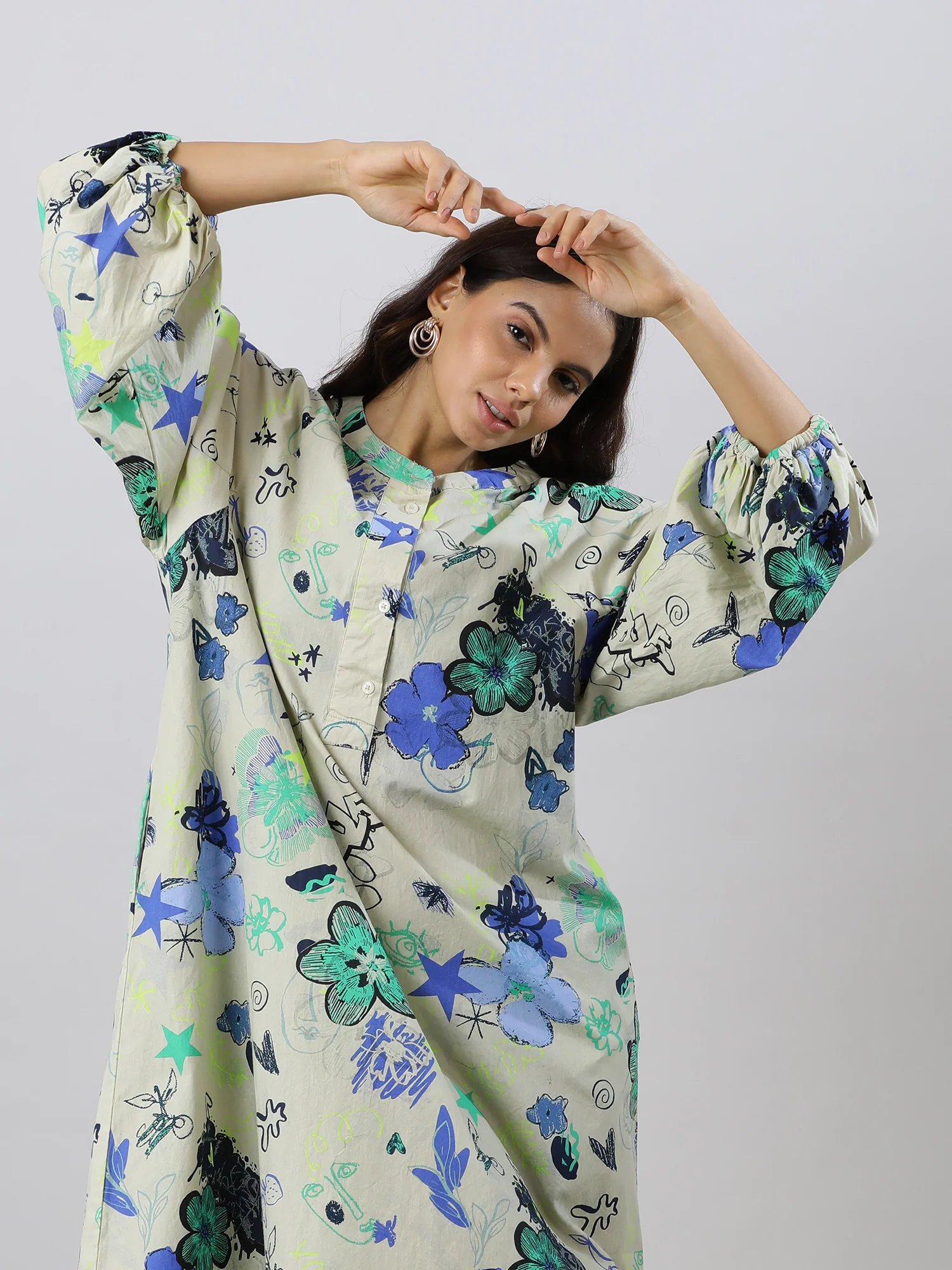 Women Trendy Floral Cotton Dress - Image 9