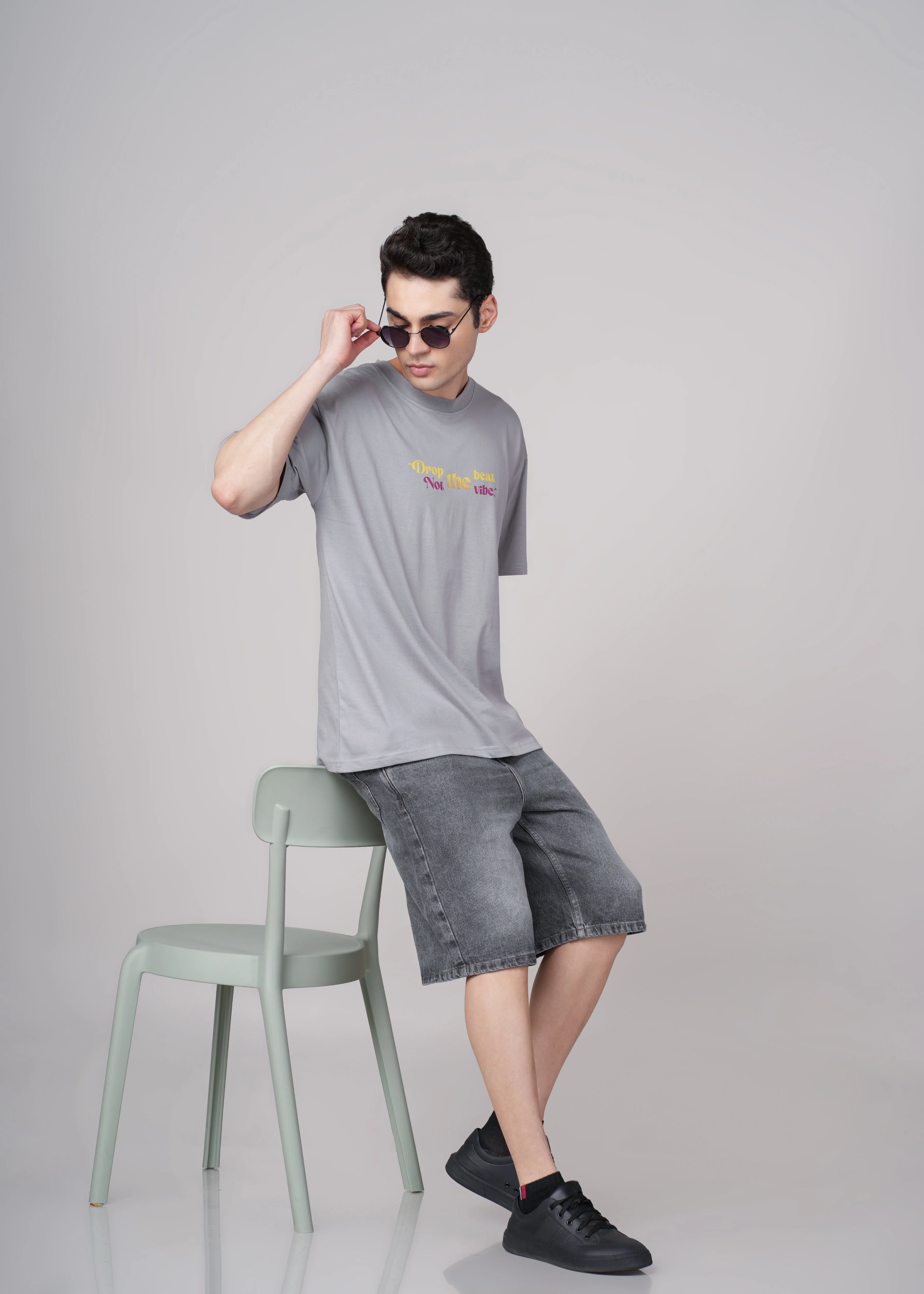 Men Grey Printed Cotton Oversized T-Shirt - Image 6