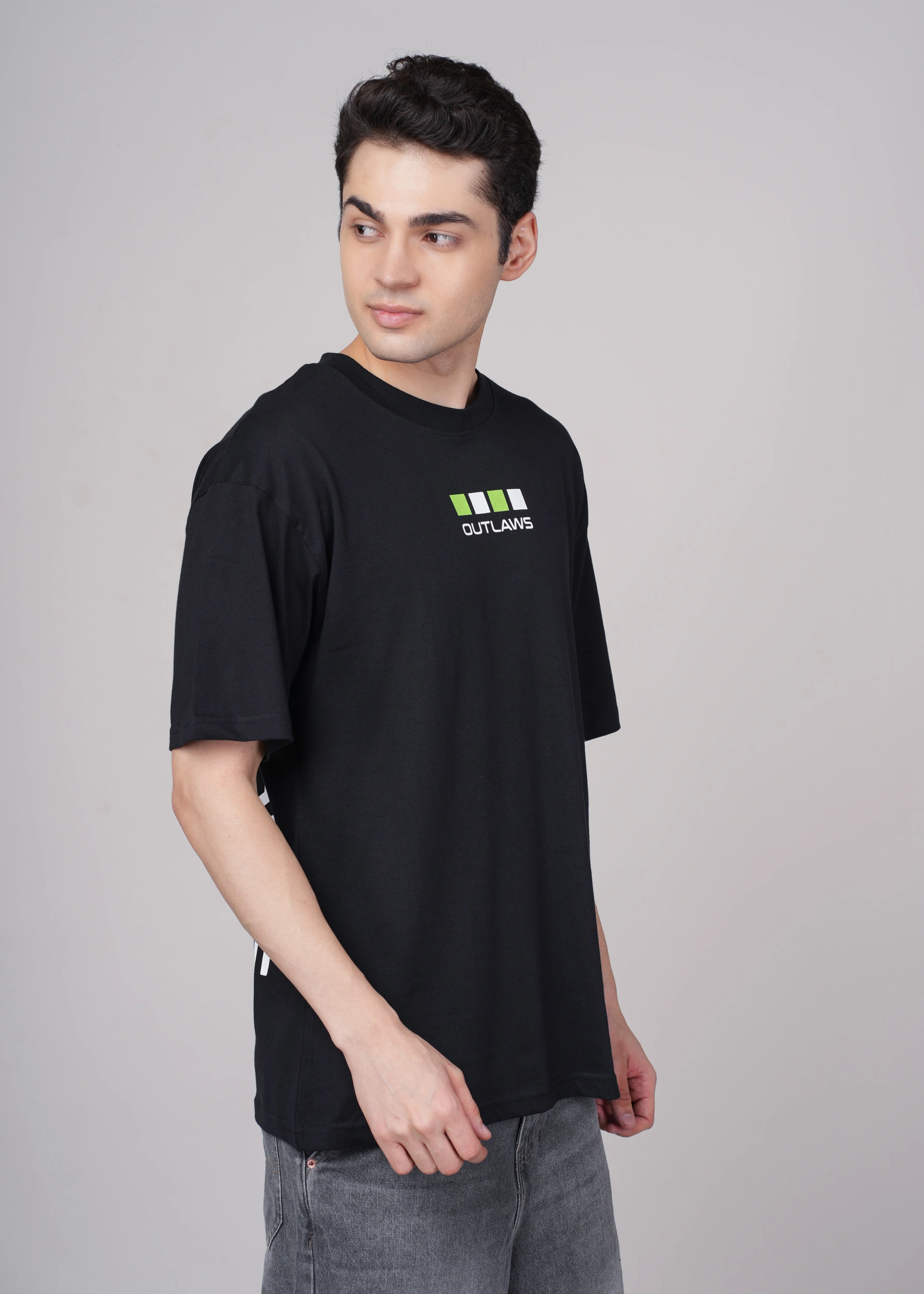 Men Black Printed Cotton Oversized T-Shirt - Image 5