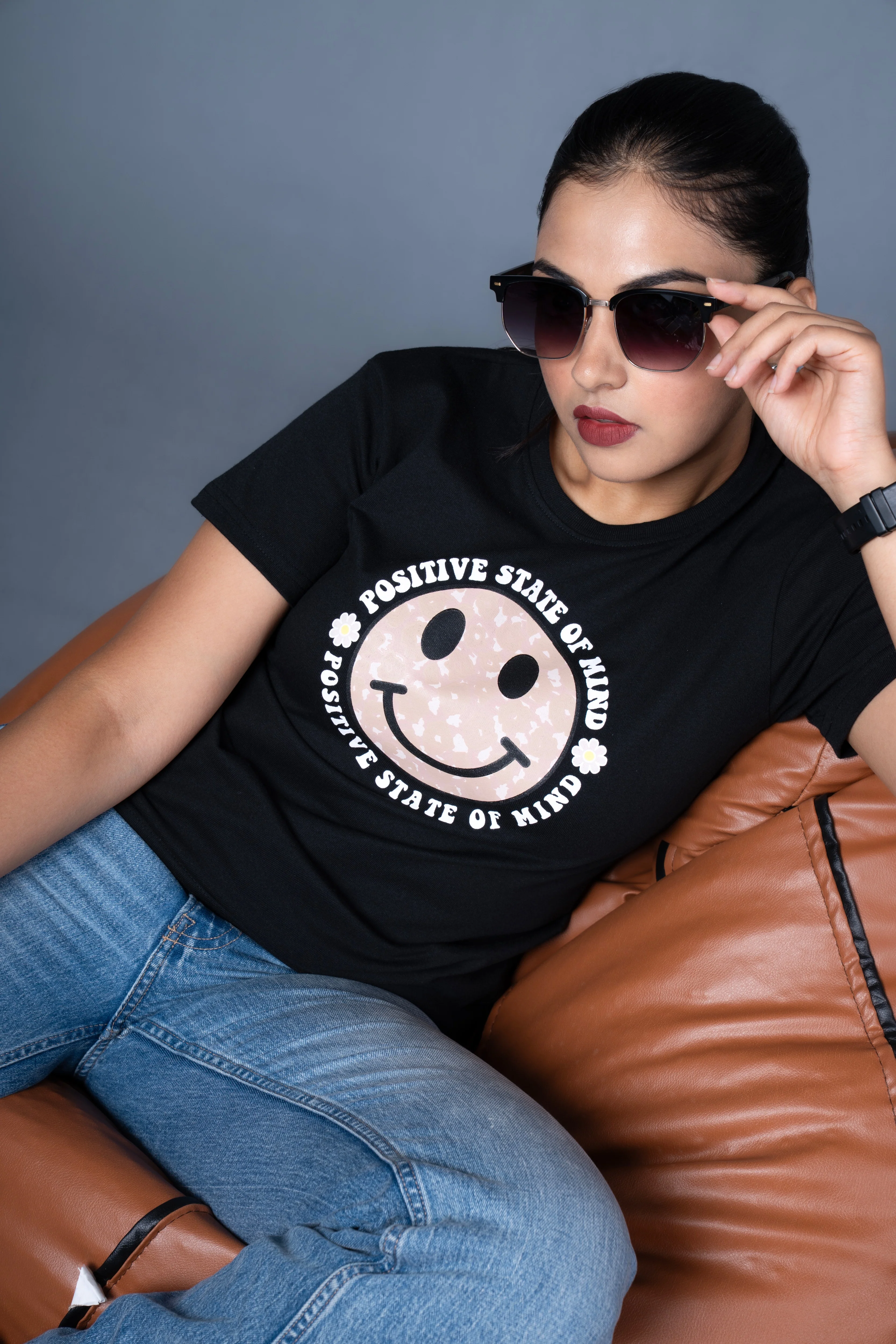 Women Black Printed Cotton Regular T-Shirt - Image 5