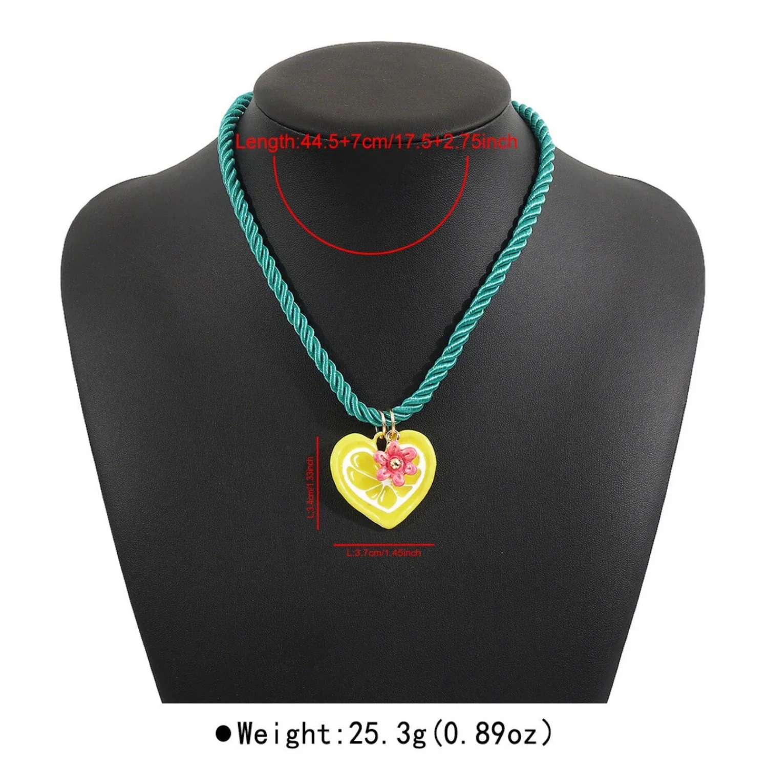Whimsical Lemon Heart Cord Necklace