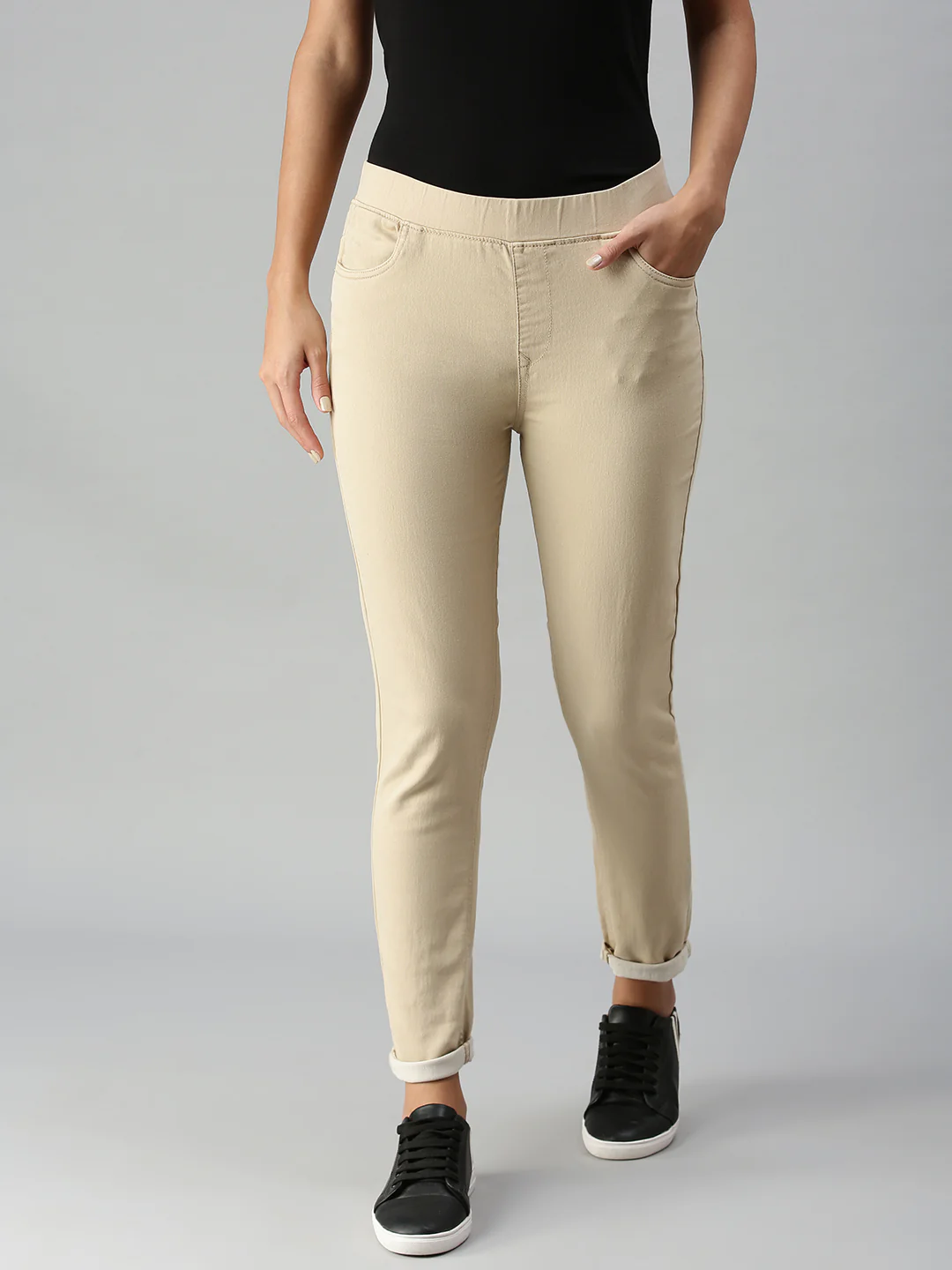 Women Beige Casual Legging