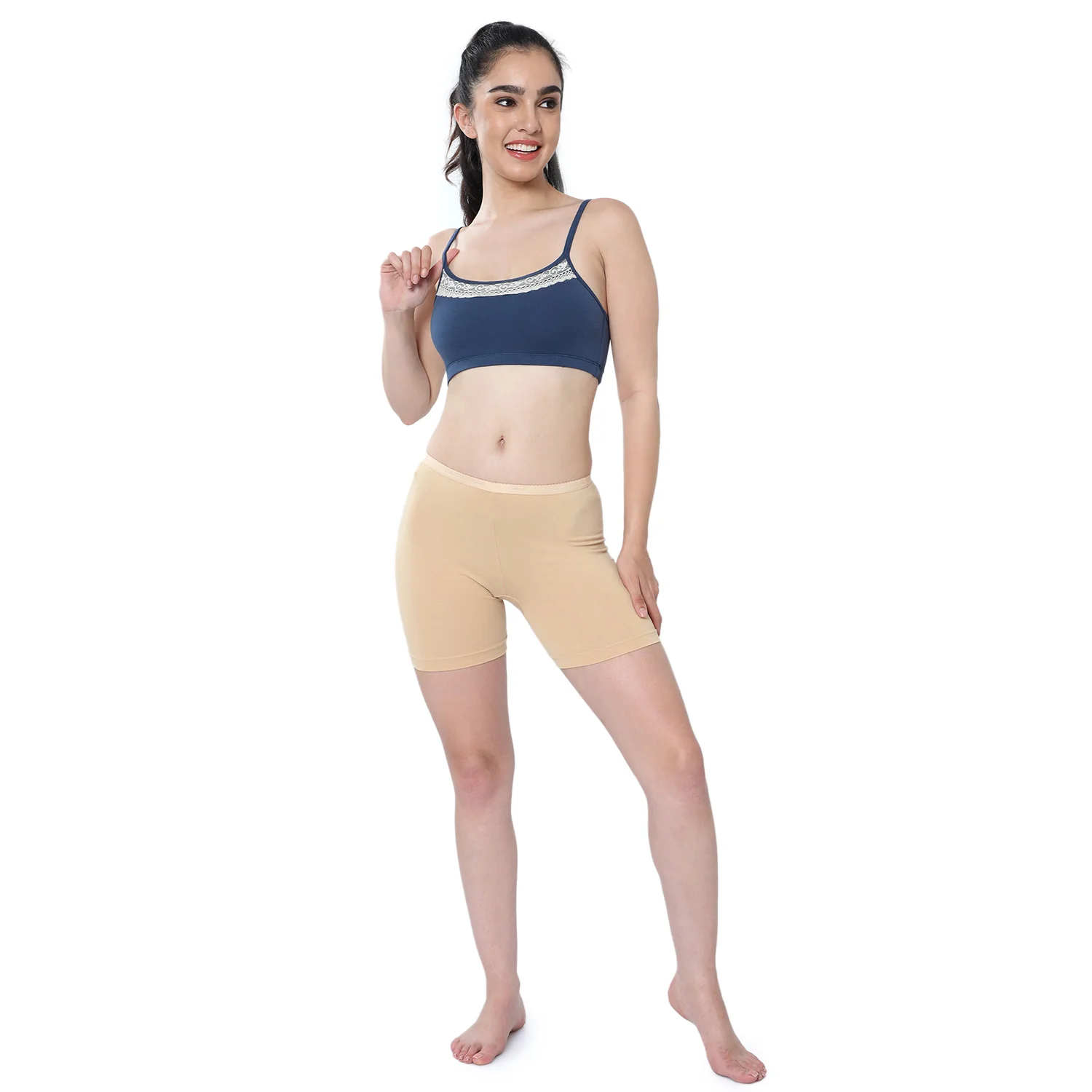 Women Beige Cycling Shorts - Image 5