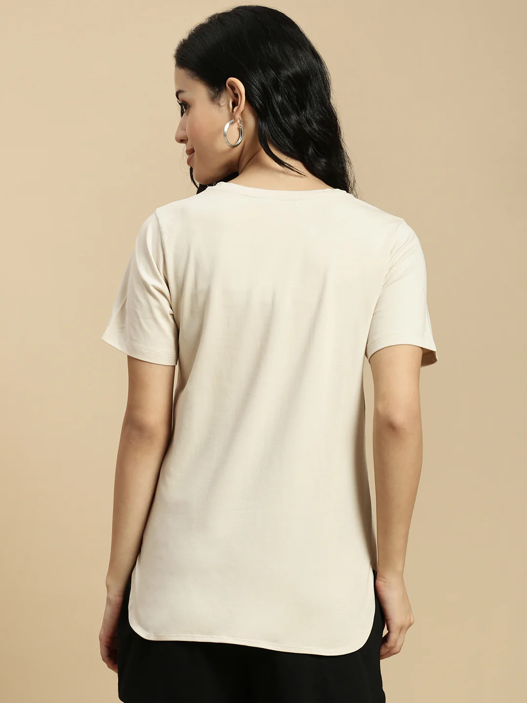 Women Beige Half Sleeve Top - Image 4