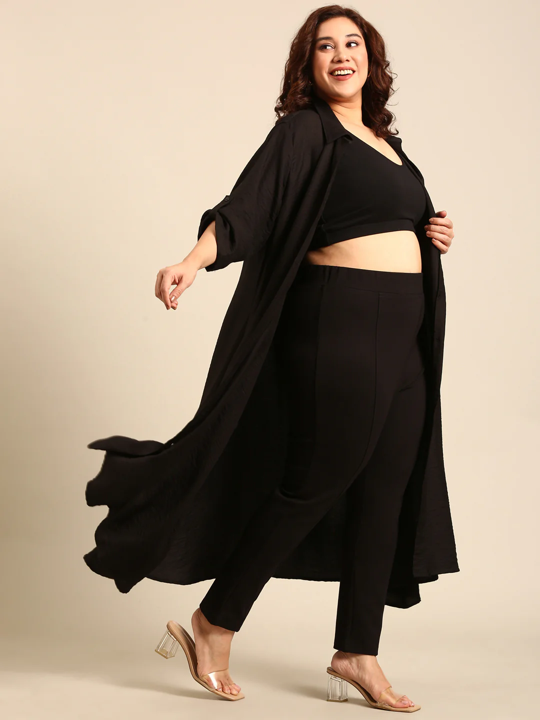 Women Black Button-Down Shirt Dress - Image 6