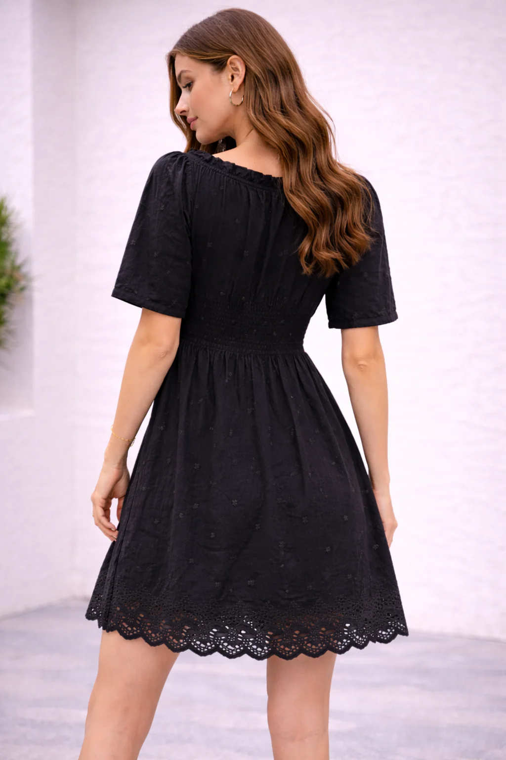 Women Black Cotton Dress - Image 2