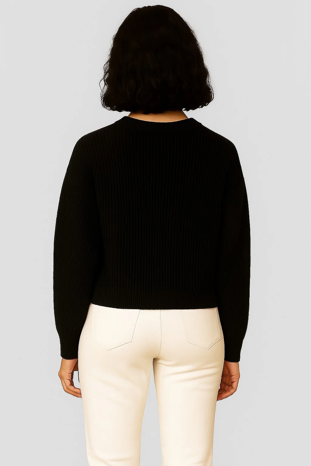 Women Black Full Sleeve Sweater - Image 3