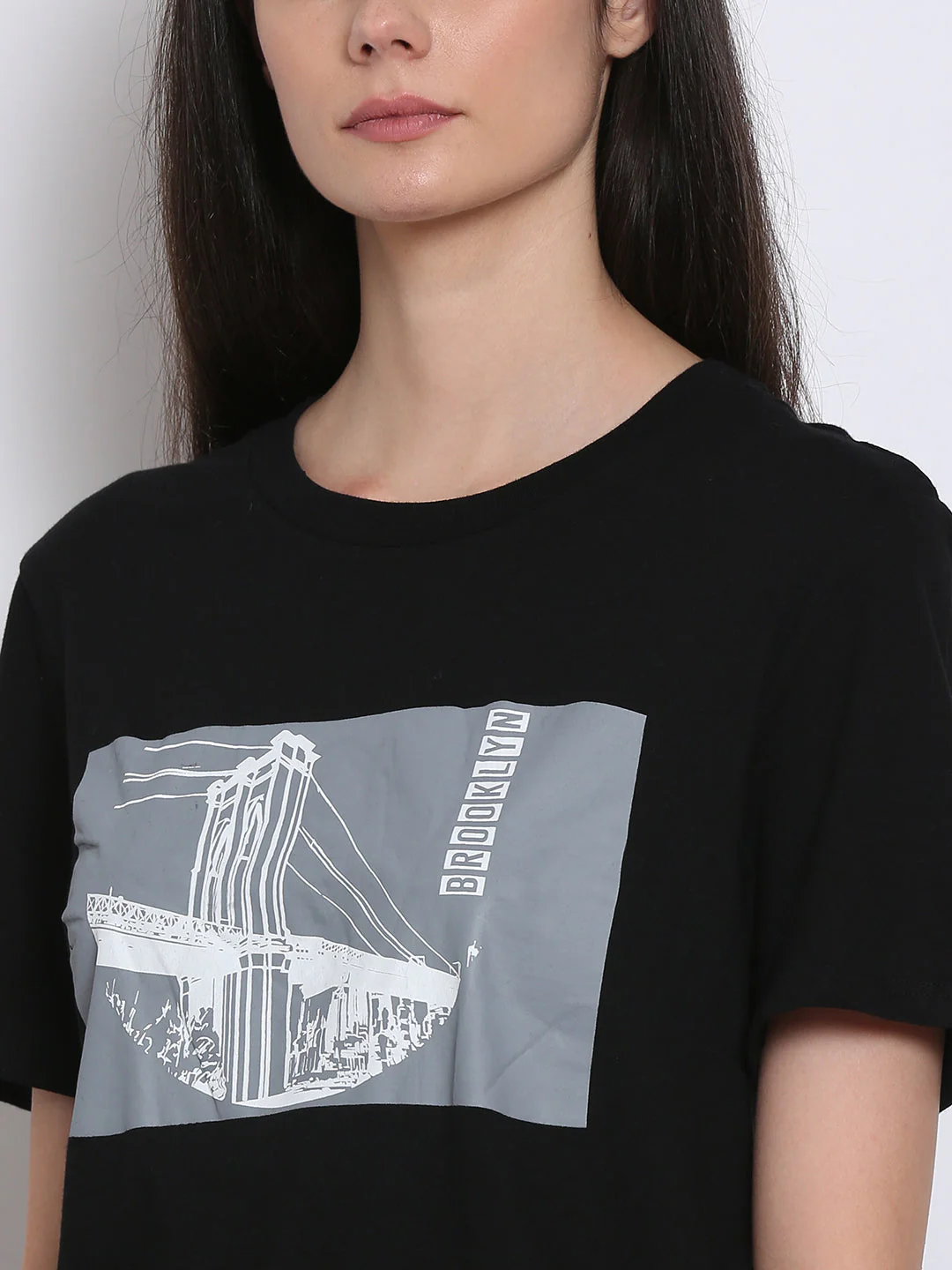 Women Black Graphic Tee - Image 3