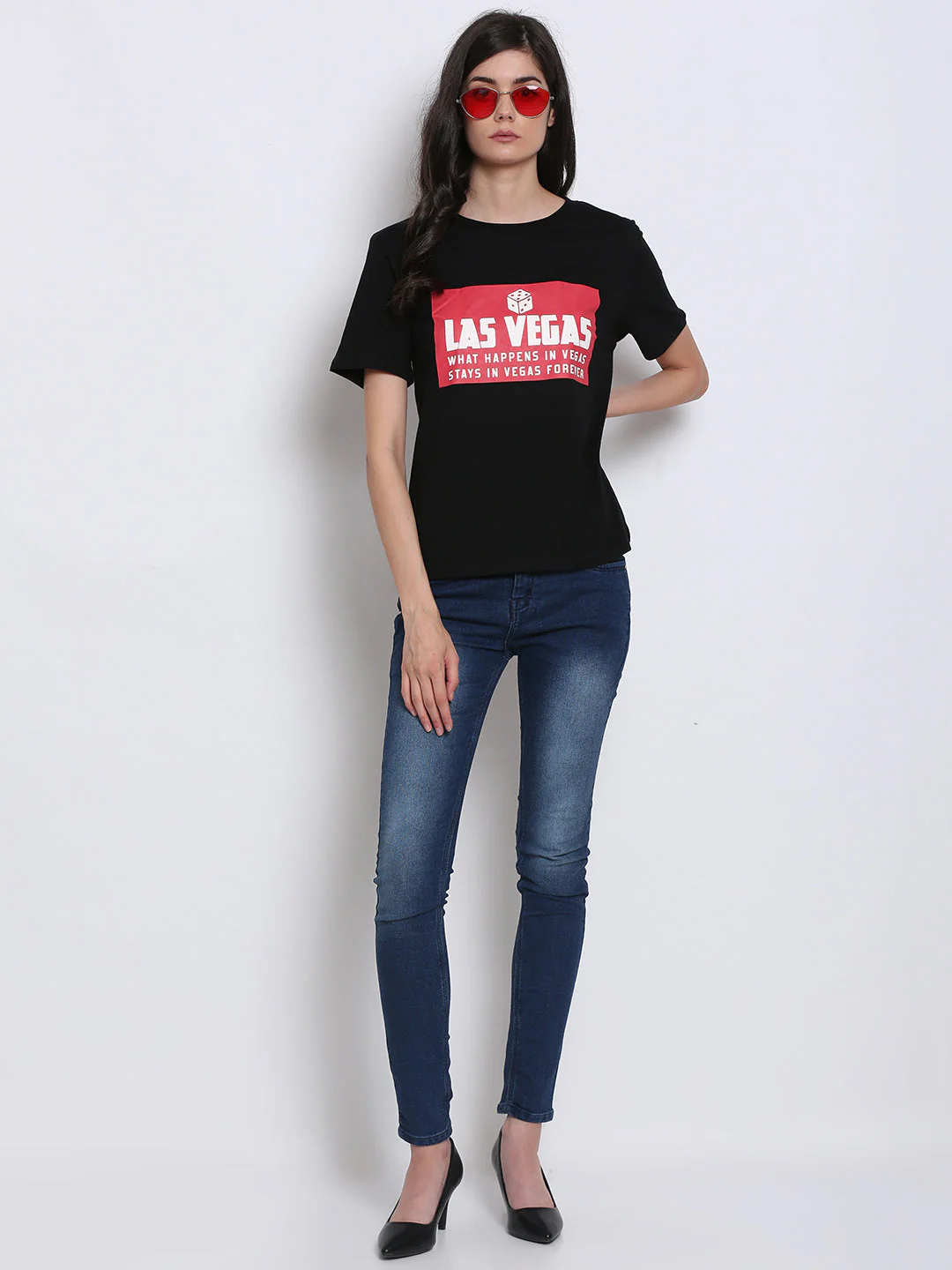 Women Black Graphic Tee - Image 5