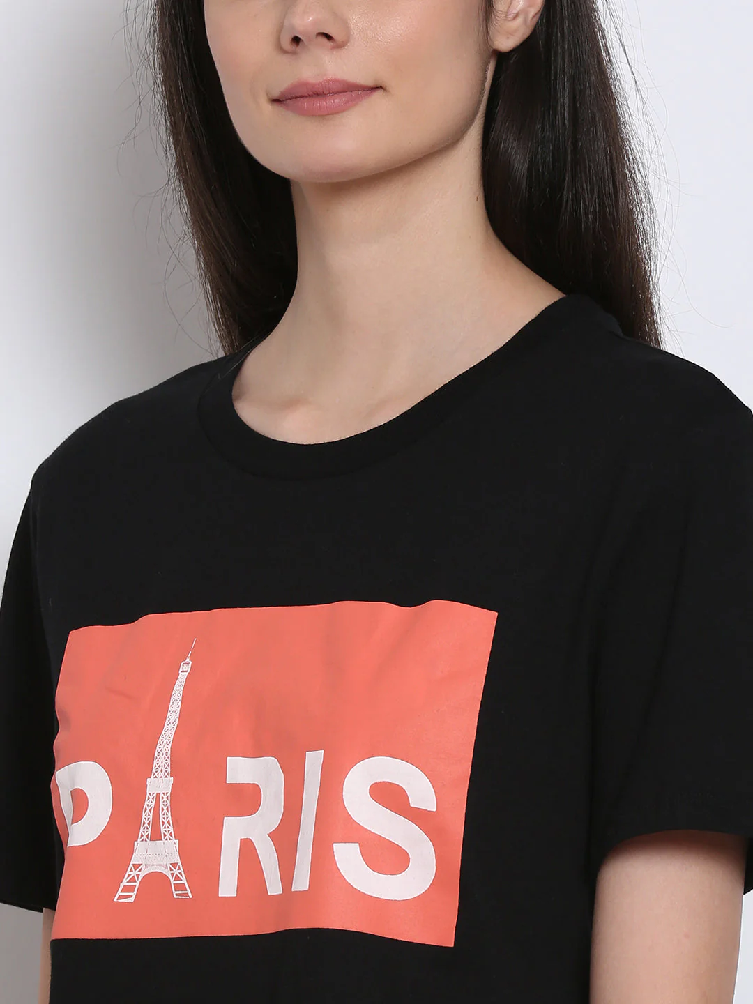 Women Black Graphic Tee - Image 4