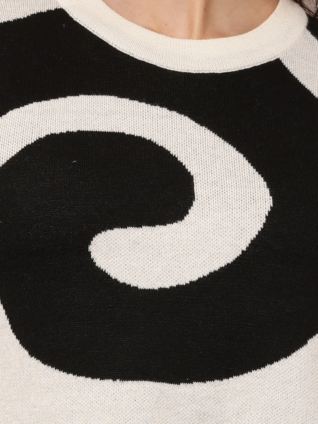 Women Black & Grey Spiral Polyester Sweater - Image 5