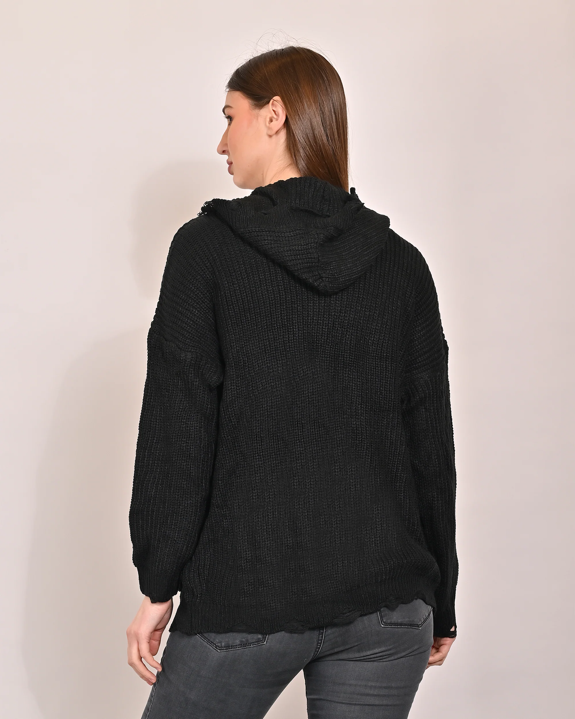 Women Black Hooded Shrug - Image 4