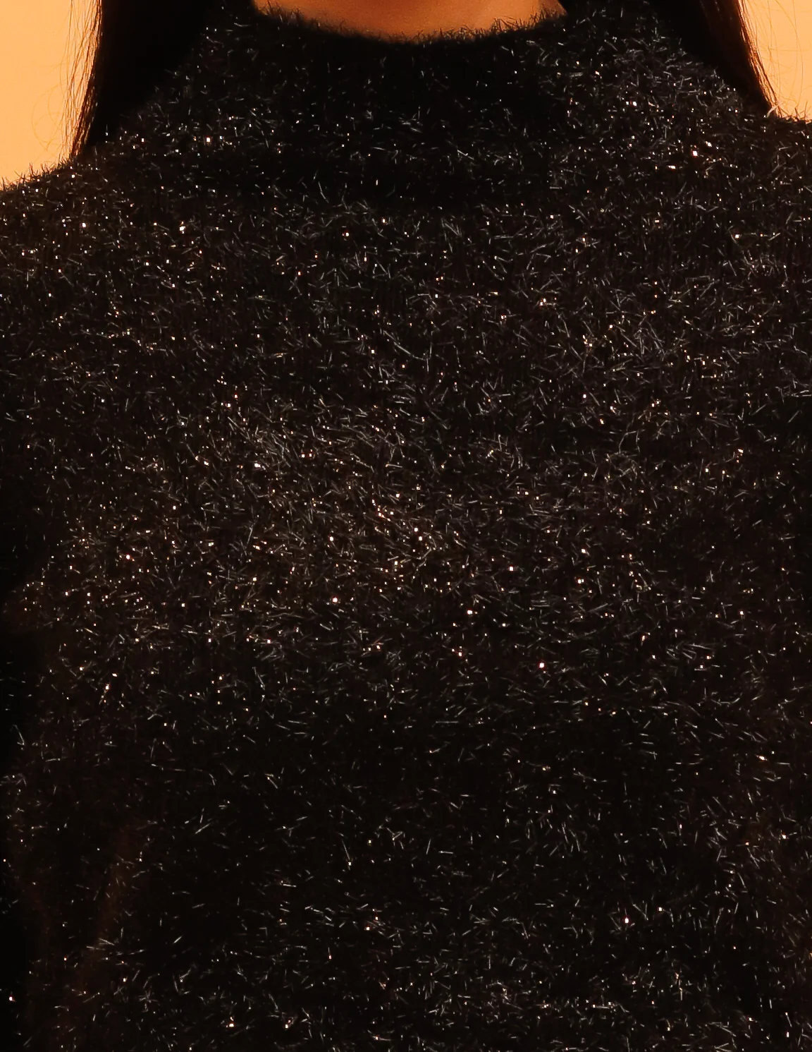 Women Black Mock Neck Glitter - Image 5