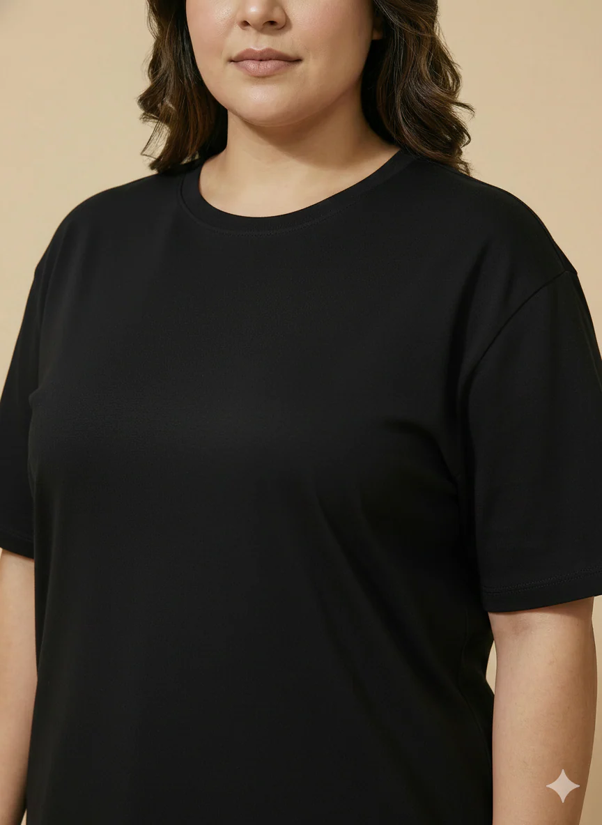 Women Black Over-Sized T-Shirt - Image 3