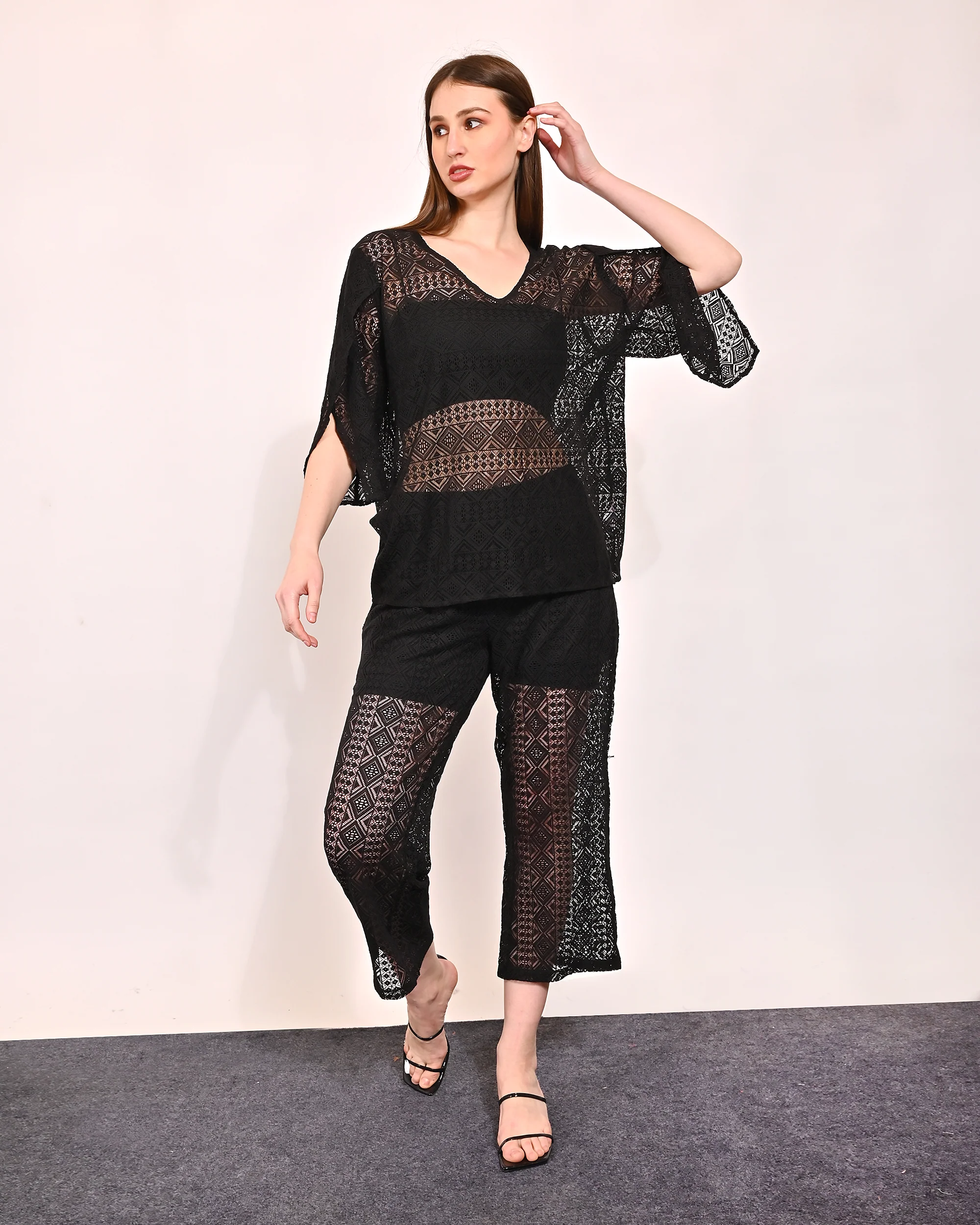 Women Black Polyester Co Ord - Image 2