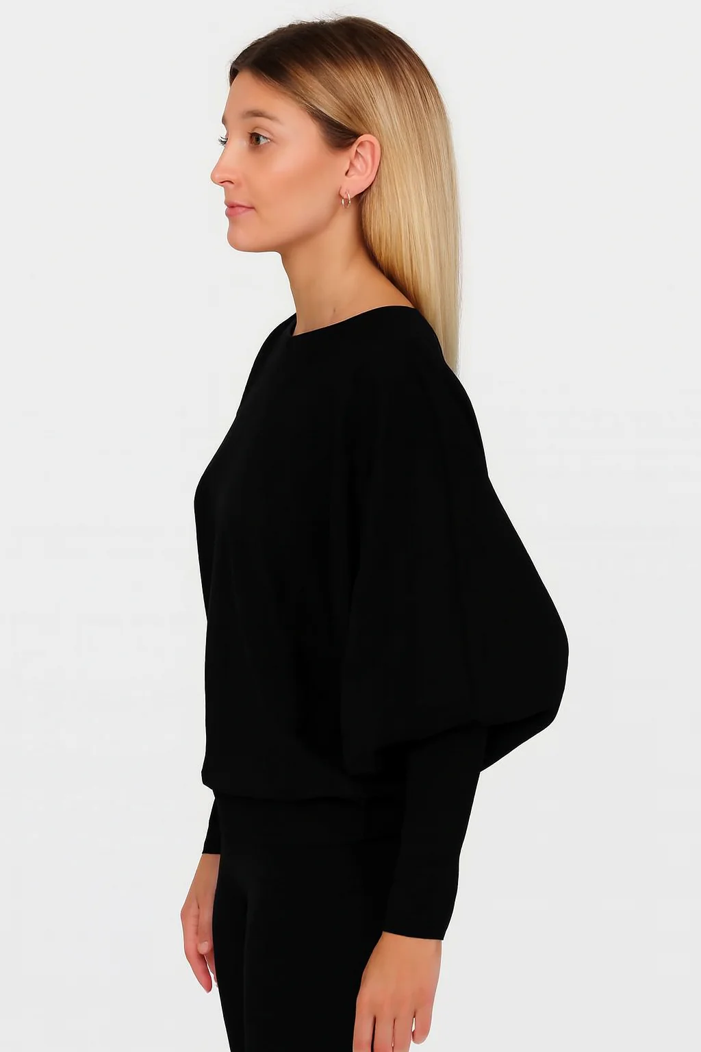 Women Black Poncho Acrylic Sweater Top - Image 2