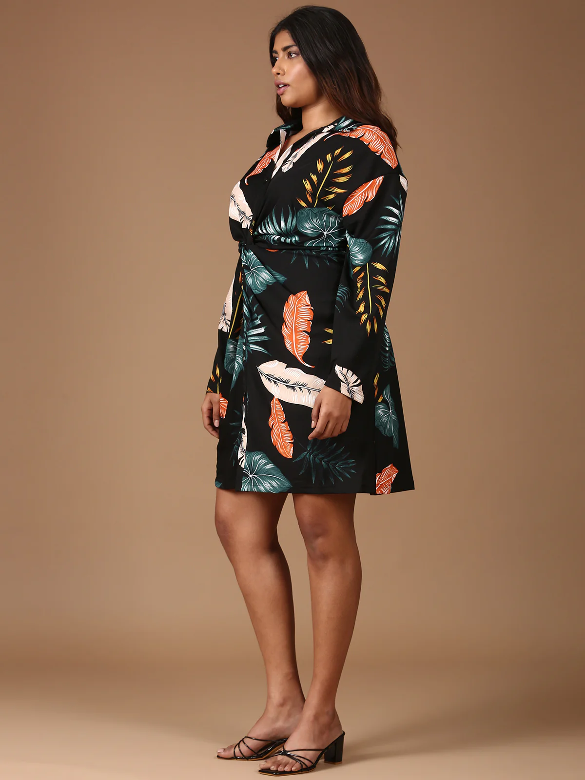 Women Black Printed Shirt Dress - Image 2