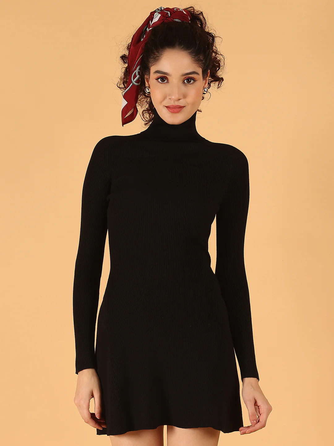 Women Black Ribbed Bodycon Mini Dress