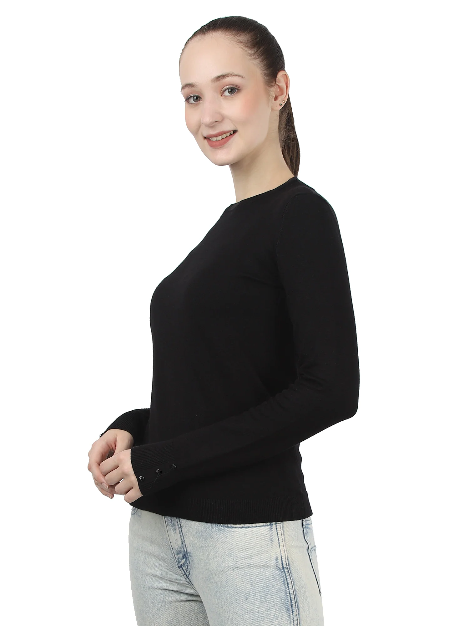 Women Black Sweater - Image 2