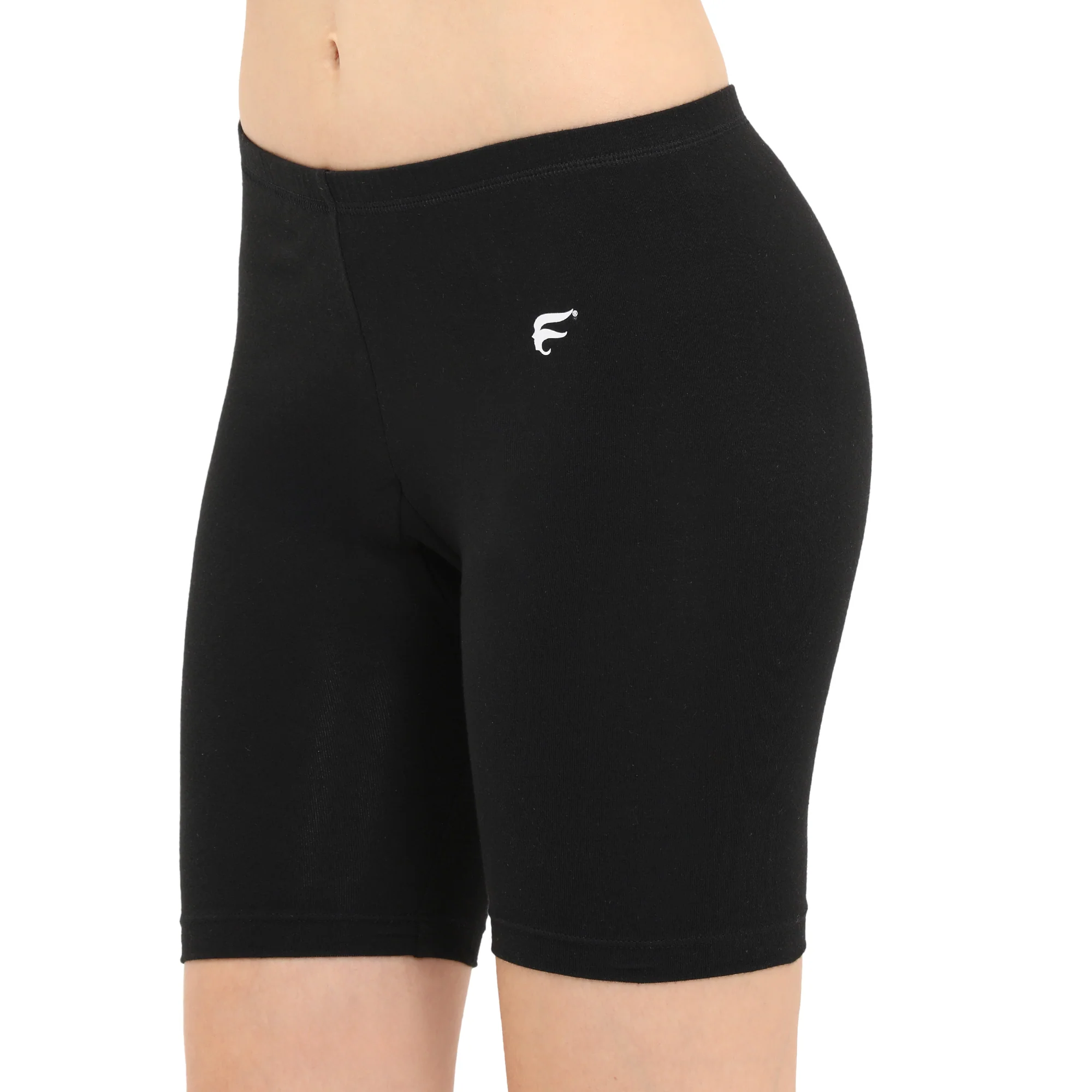 Women Black Thigh Length Cycling Shorts - Image 7