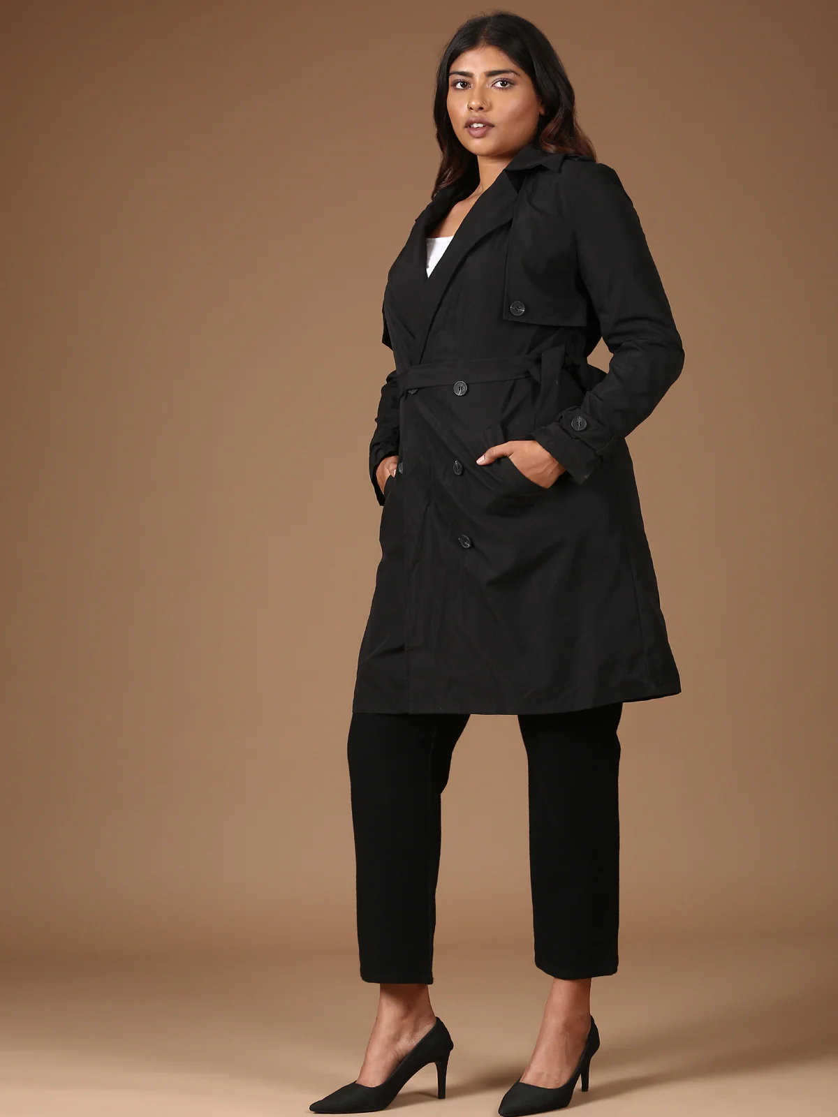 Women Black Trench Coat - Image 3