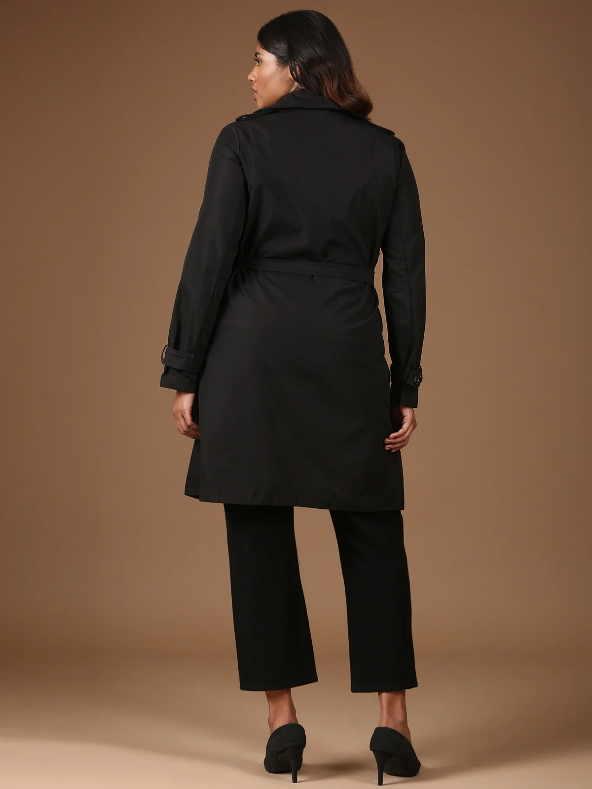 Women Black Trench Coat - Image 4
