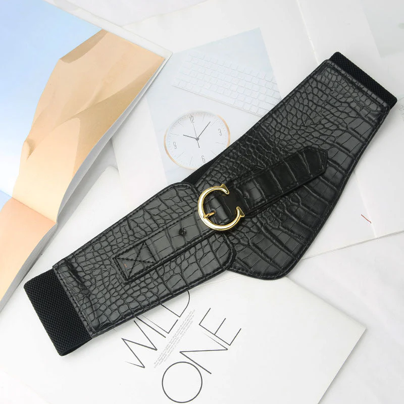 Women Black Trendy Style Elastic Waistband